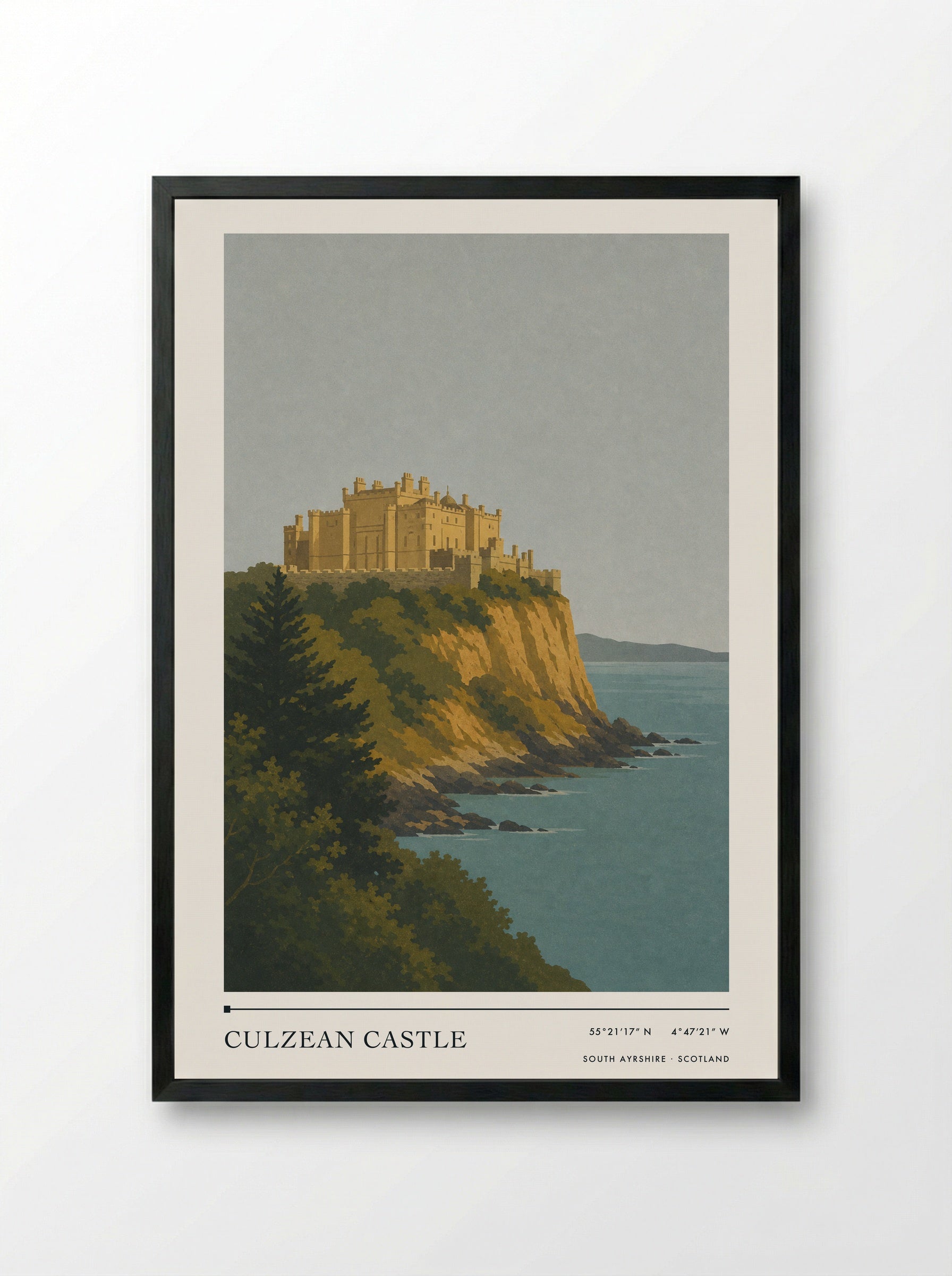 Culzean Castle Travel Poster Artwork - Framed Print Black