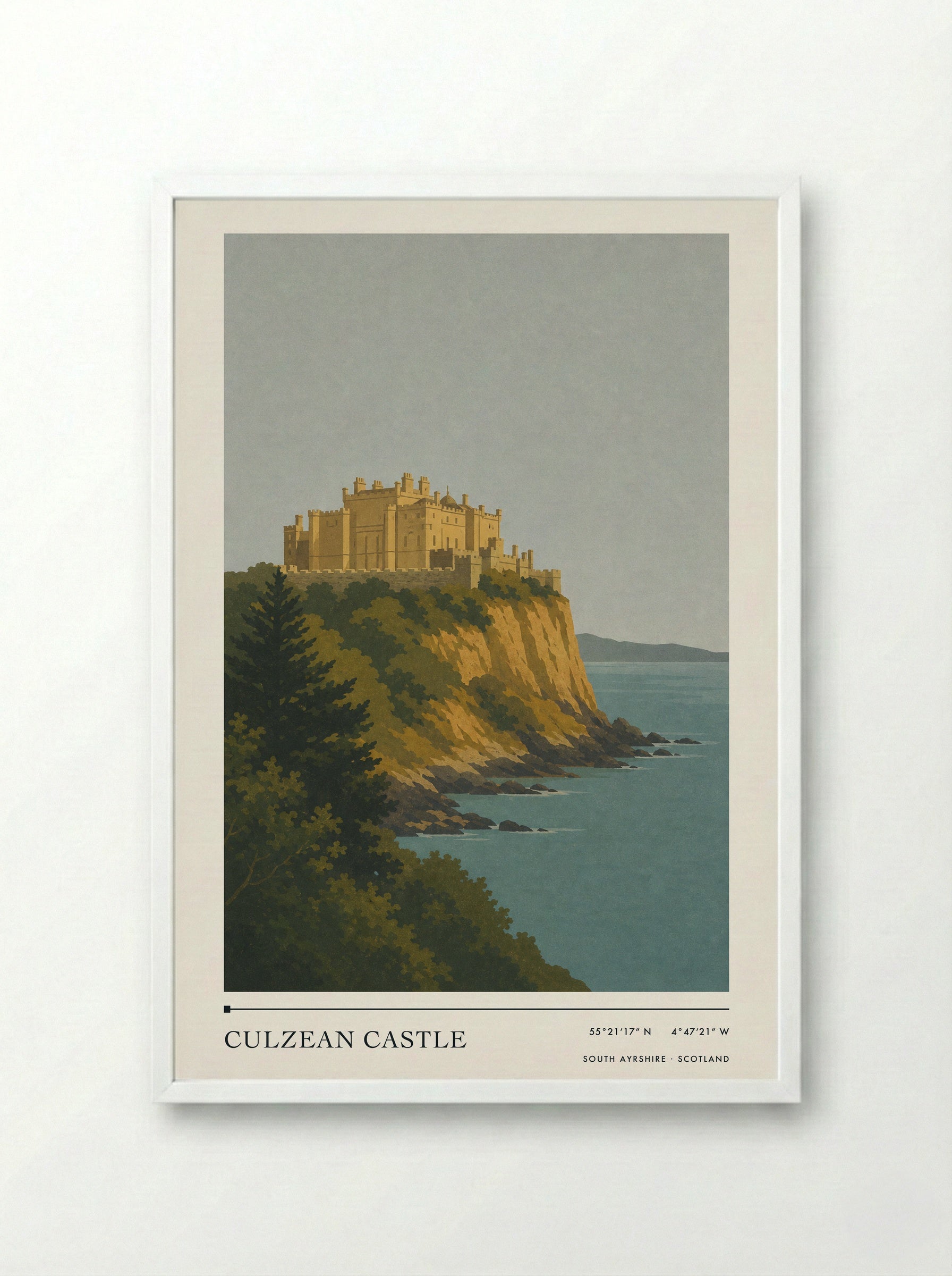 Culzean Castle Travel Poster Artwork - Framed Print White