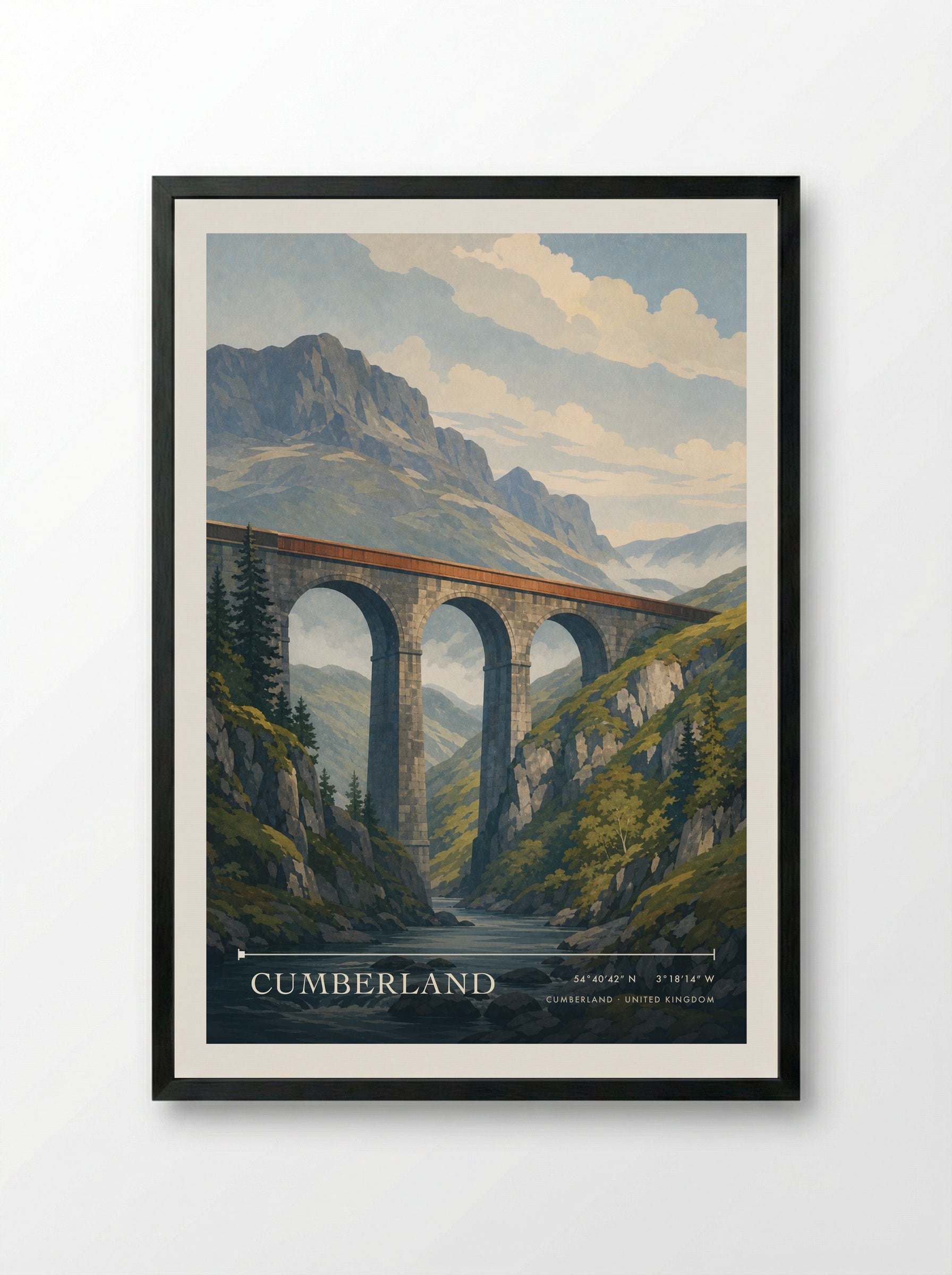 Cumberland United Kingdom Travel Poster - Framed Print Black
