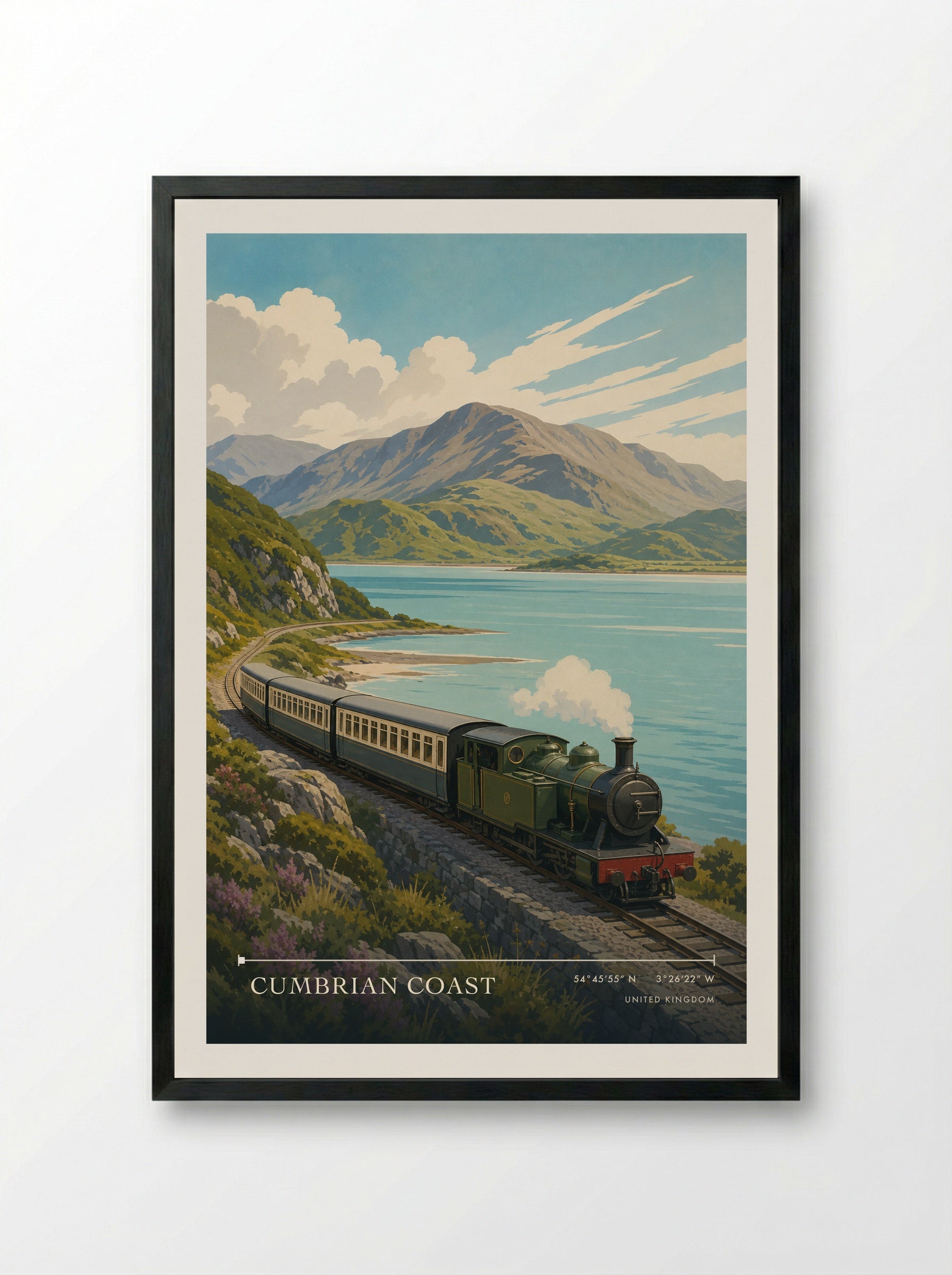 Cumbrian Coast United Kingdom Travel Poster - Framed Print Black