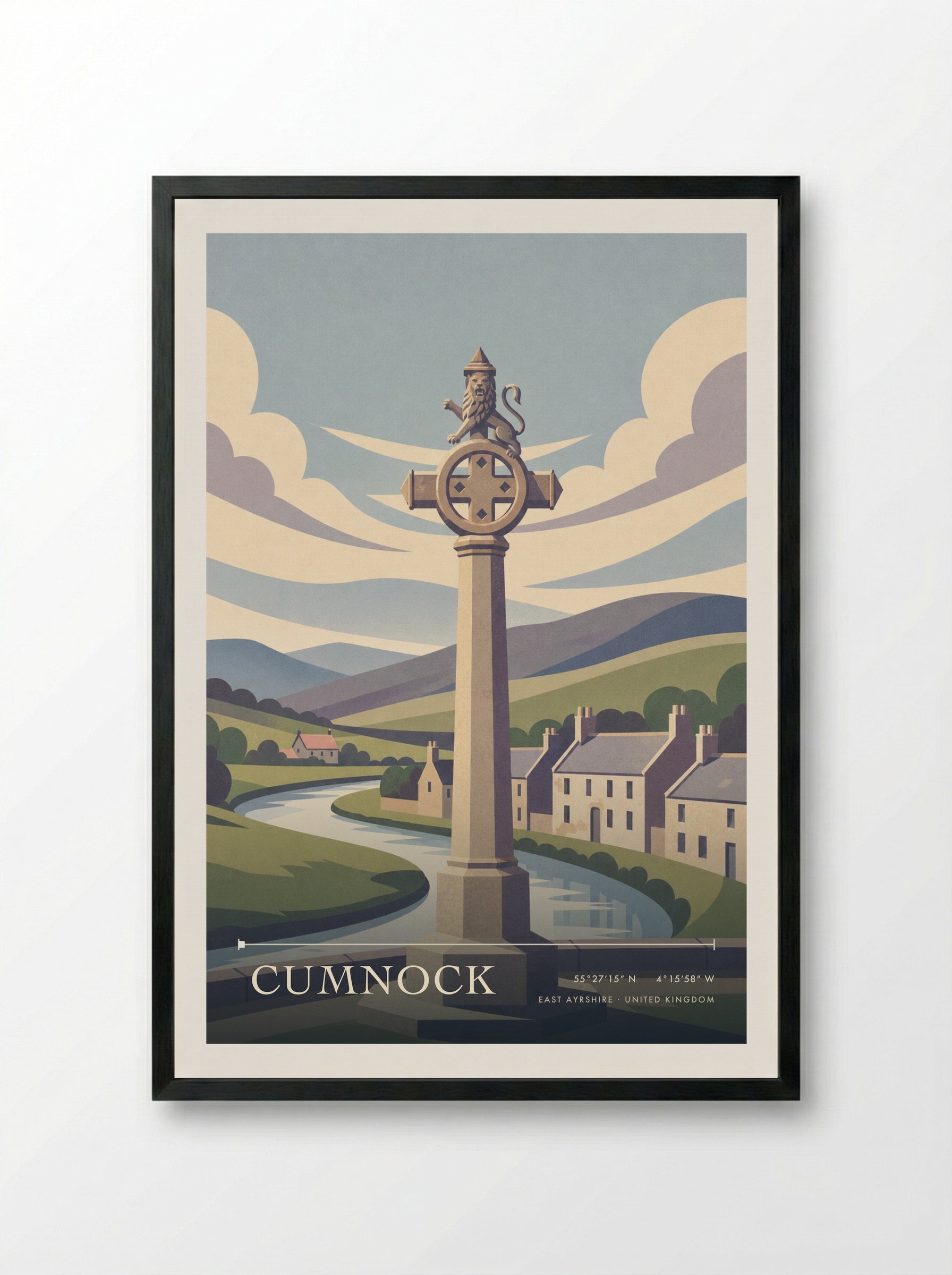 Cumnock East Ayrshire United Kingdom Travel Poster - Framed Print Black