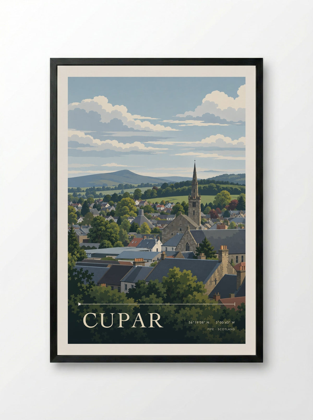 Cupar, Fife | Travel Poster - Framed Print Black