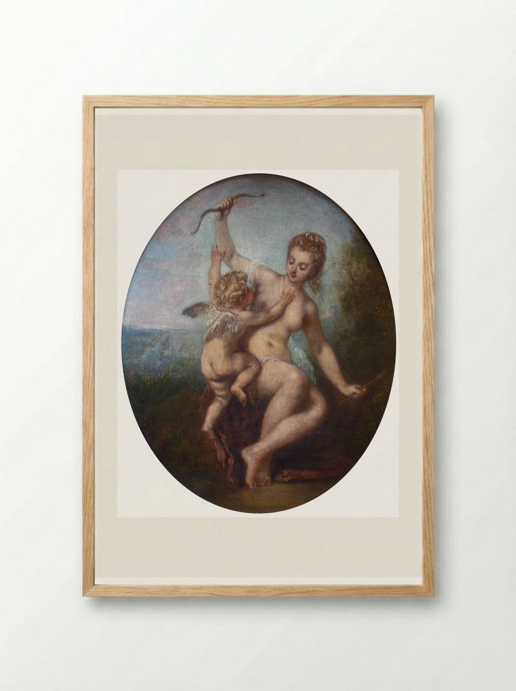Cupid Disarmed - Antoine Watteau - Framed Print Wood