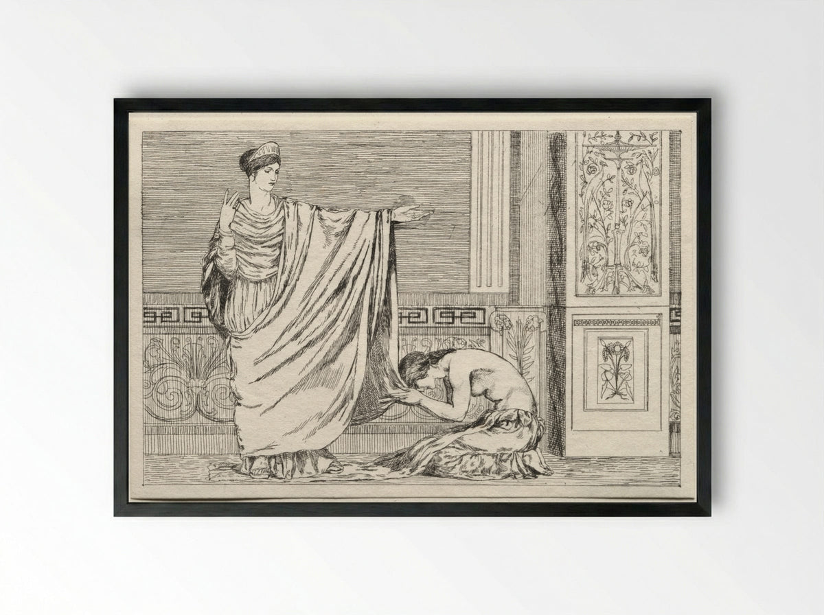 Cupid and Psyche: Psyche and Juno - Max Klinger - Framed Print Black