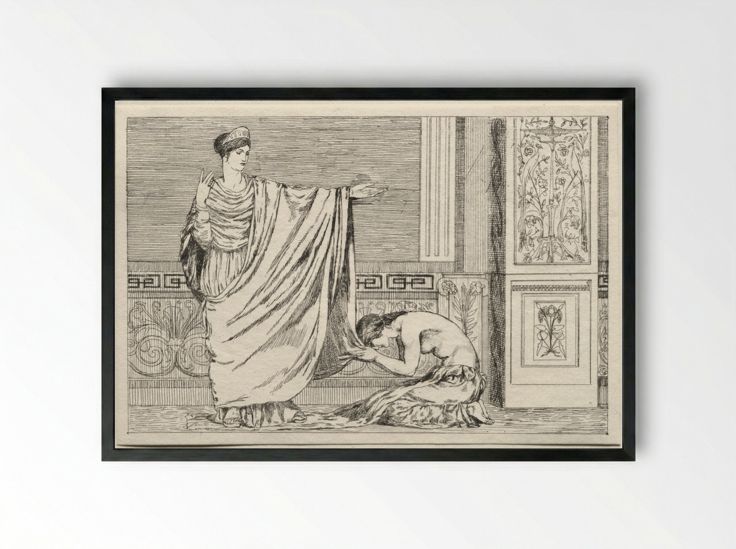 Cupid and Psyche: Psyche and Juno - Max Klinger - Framed Print Black