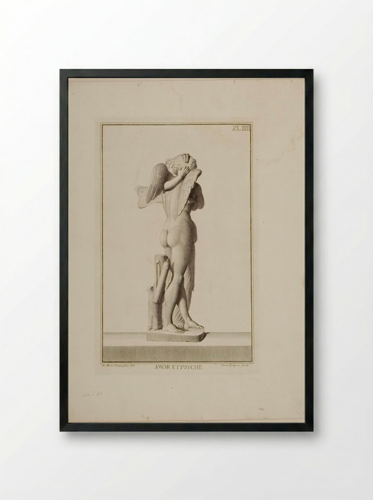 Cupid and Psyche - Carlo Gregori - Framed Print Black