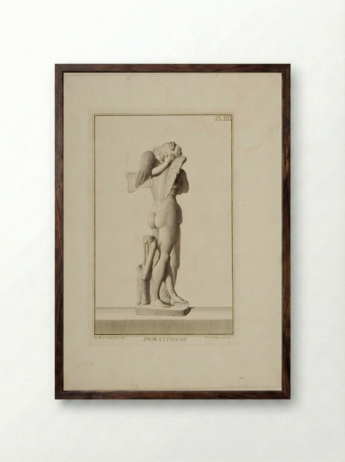 Cupid and Psyche - Carlo Gregori - Framed Print Dark Wood
