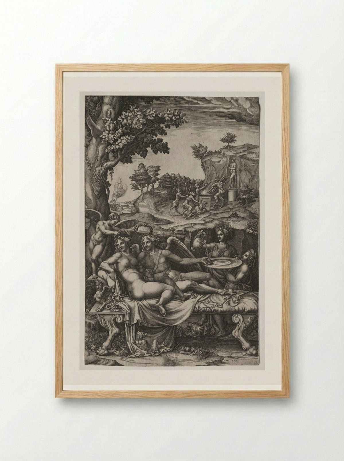Cupid and Psyche - Giorgio Ghisi - Framed Print Wood
