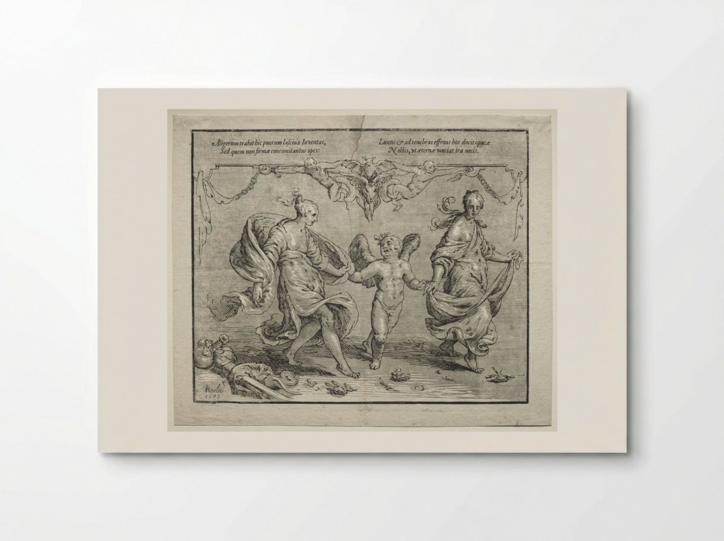 Cupid dancing with two allegorical women - Paulus Moreelse - Poster