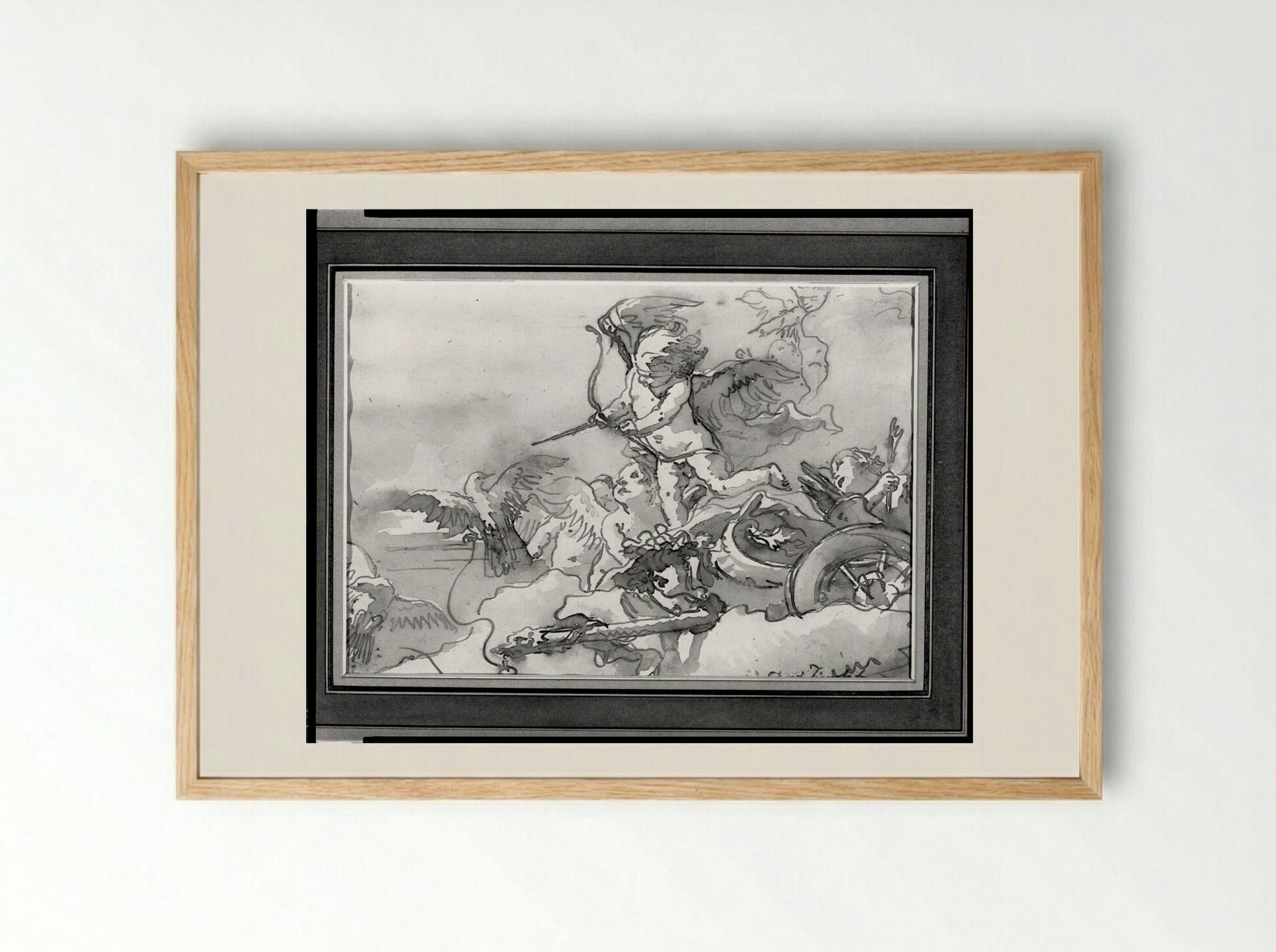 Cupid in a Chariot - Giovanni Domenico Tiepolo - Framed Print Wood
