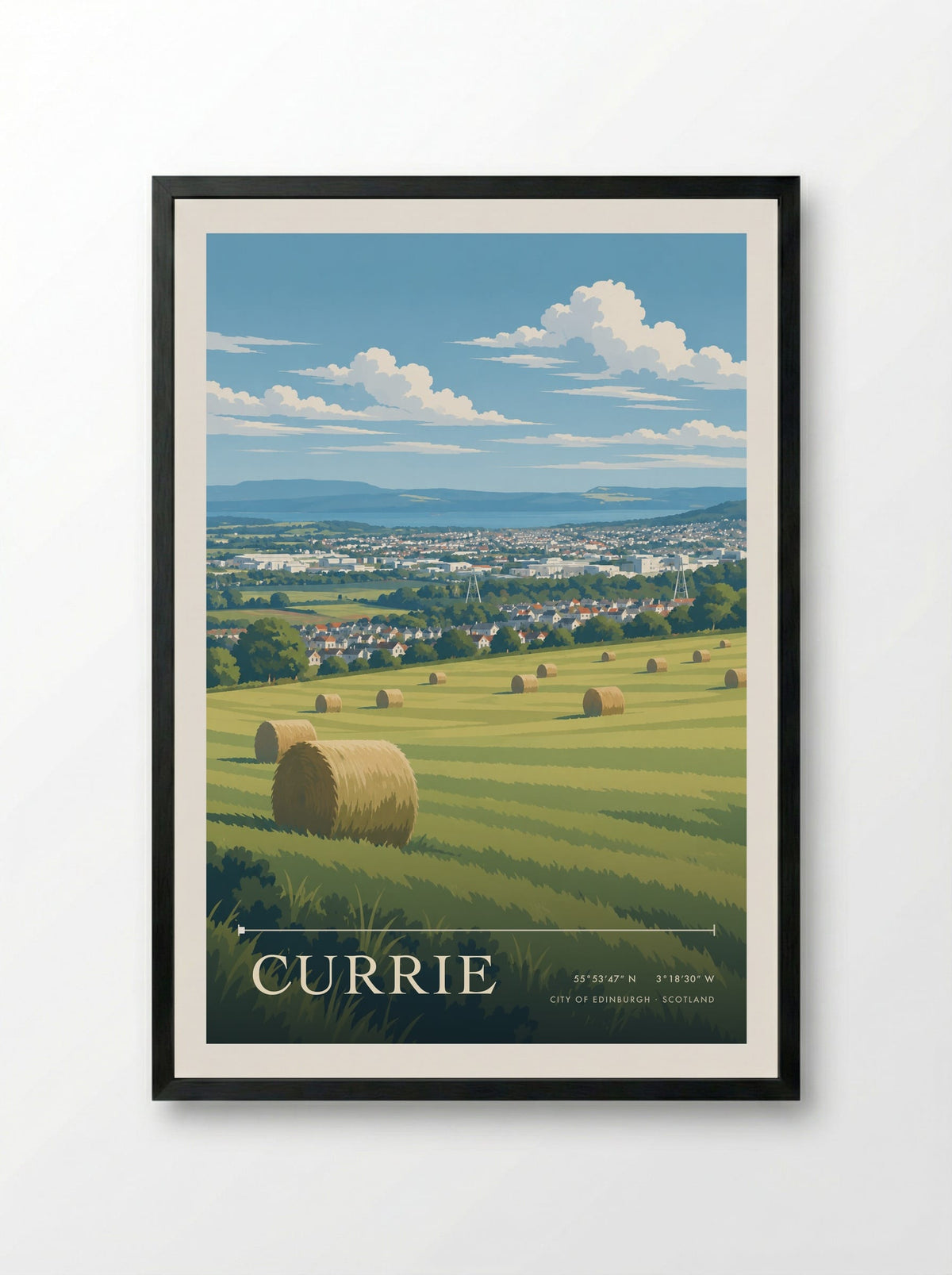 Currie, City of Edinburgh | Travel Poster - Framed Print Black