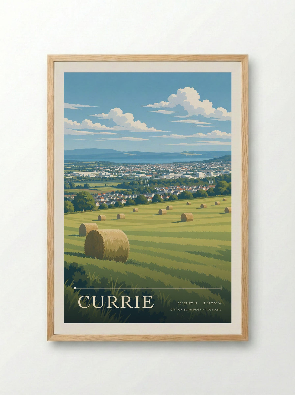 Currie, City of Edinburgh | Travel Poster - Framed Print Wood