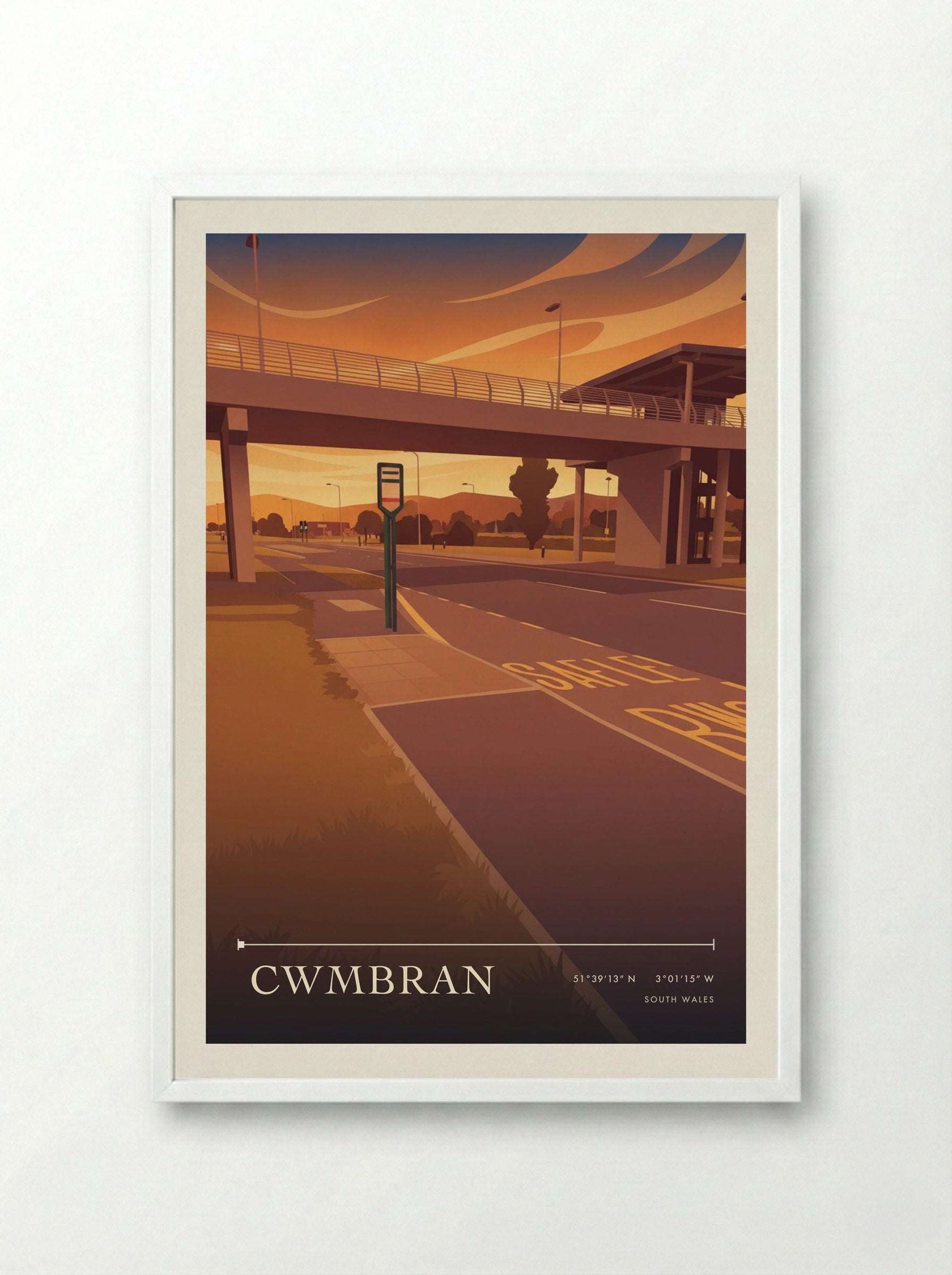 Cwmbran South Wales Wales Travel Poster - Framed Print White