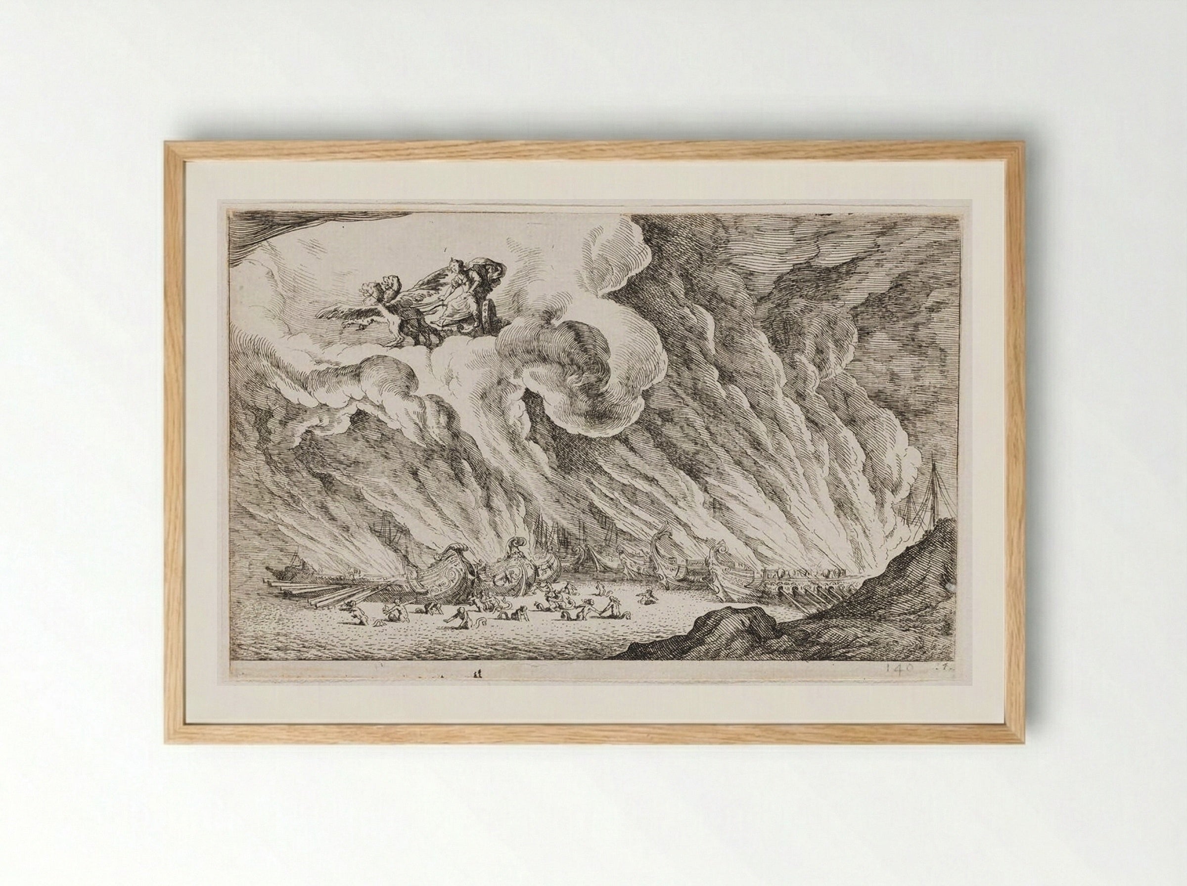 Cybele Transforms the Ships of Aeneas into Sea Nymphs - Johann Wilhelm Baur - Framed Print Wood