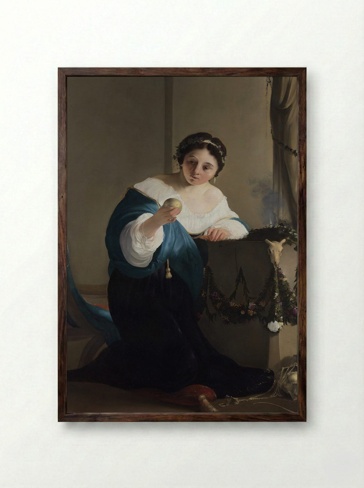 Cydippe with the Apple of Acontius - Paulus Bor - Framed Print Dark Wood