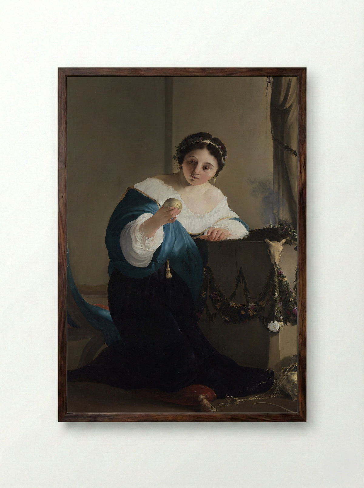 Cydippe with the Apple of Acontius - Paulus Bor - Framed Print Dark Wood