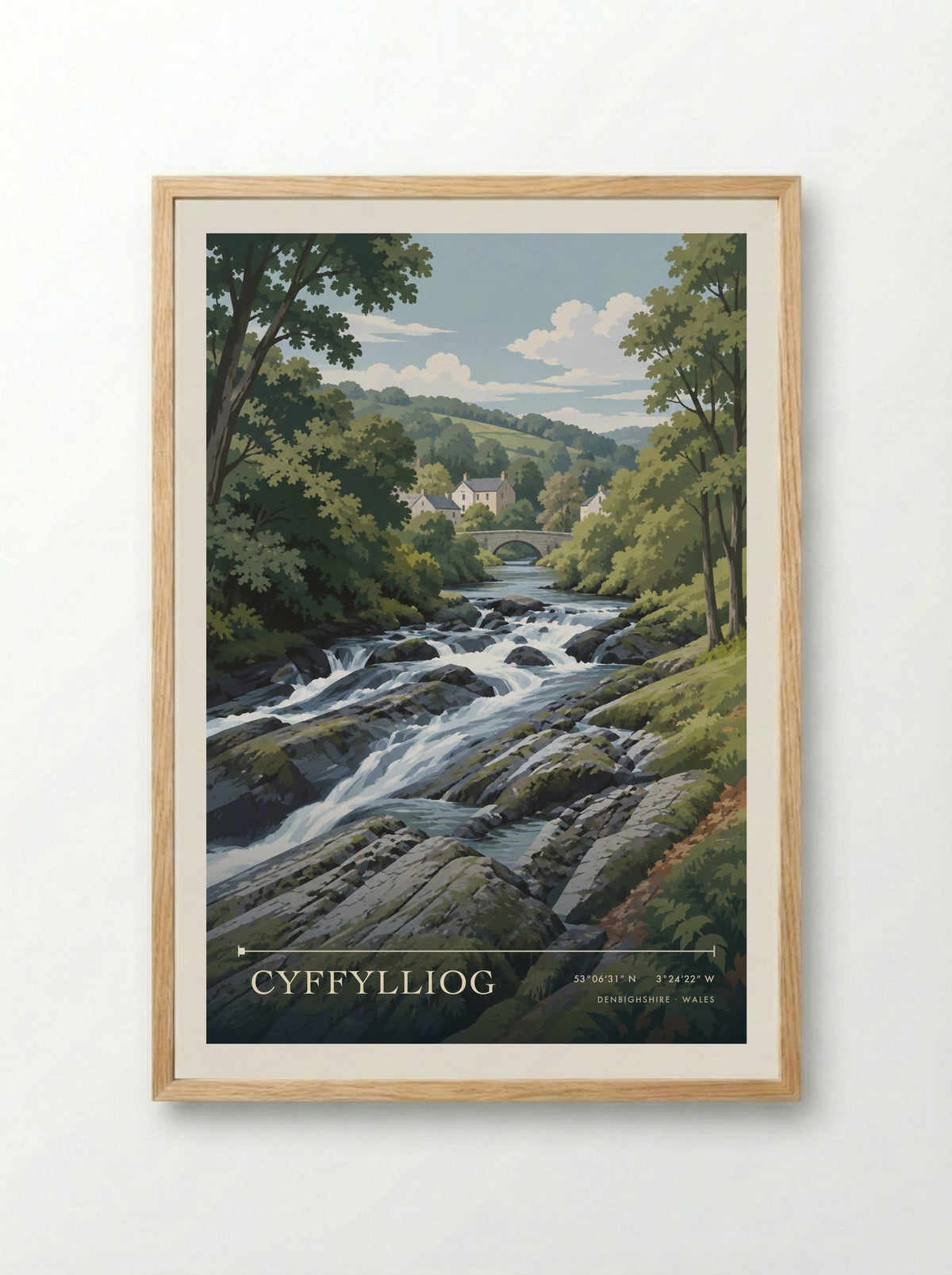 Cyffylliog, Denbighshire | Travel Poster - Framed Print Wood