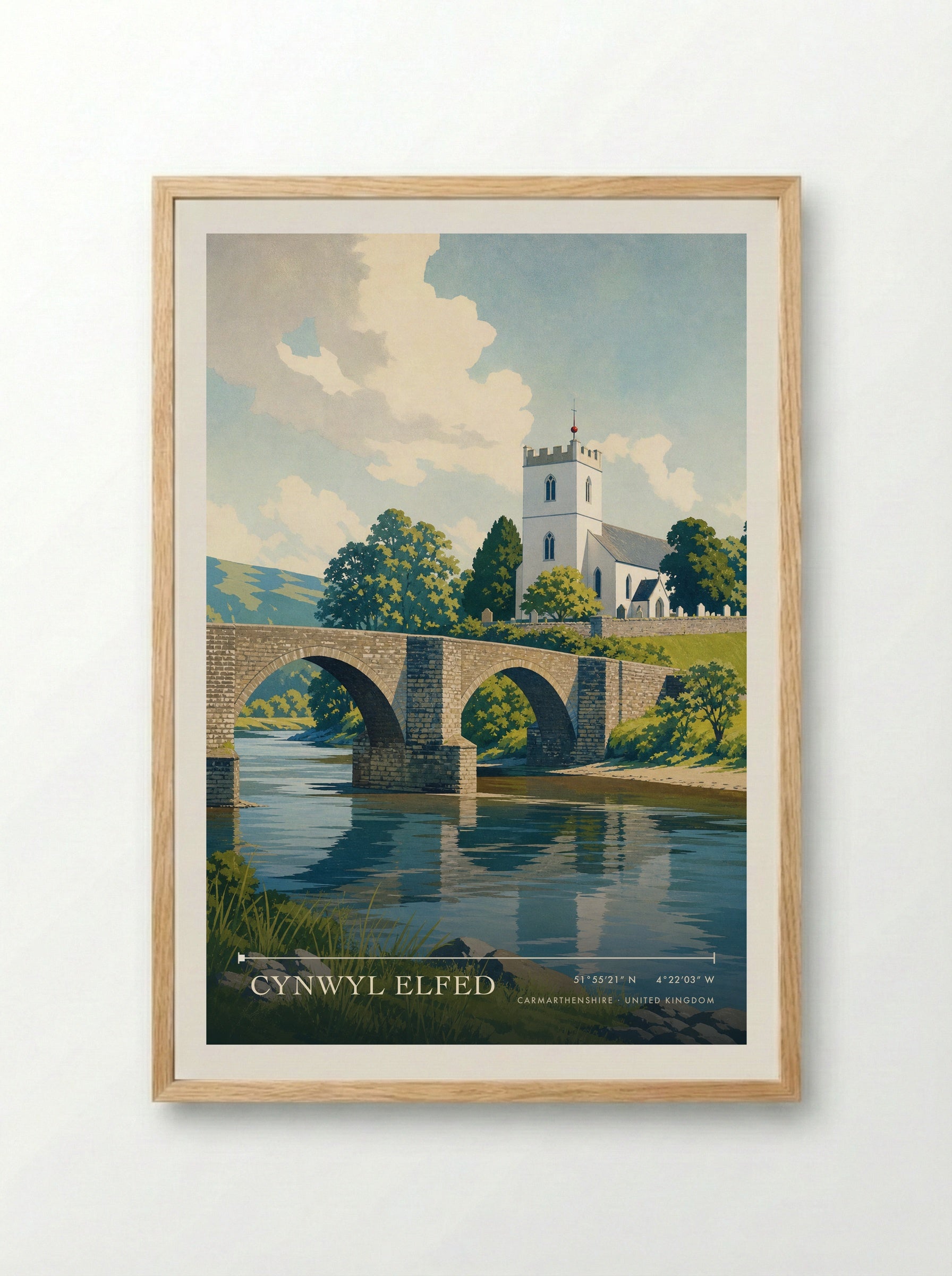 Cynwyl Elfed Carmarthenshire United Kingdom Travel Poster - Framed Print Wood