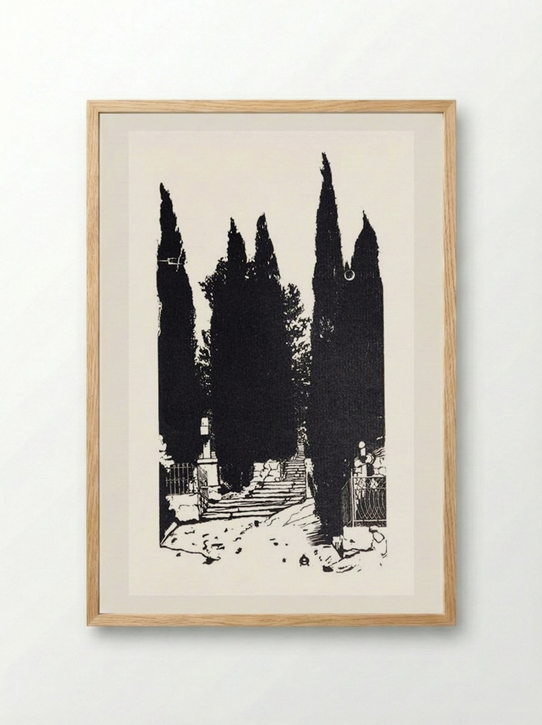 Cypress Trees - Anna Ostroumova-Lebedeva - Framed Print Wood