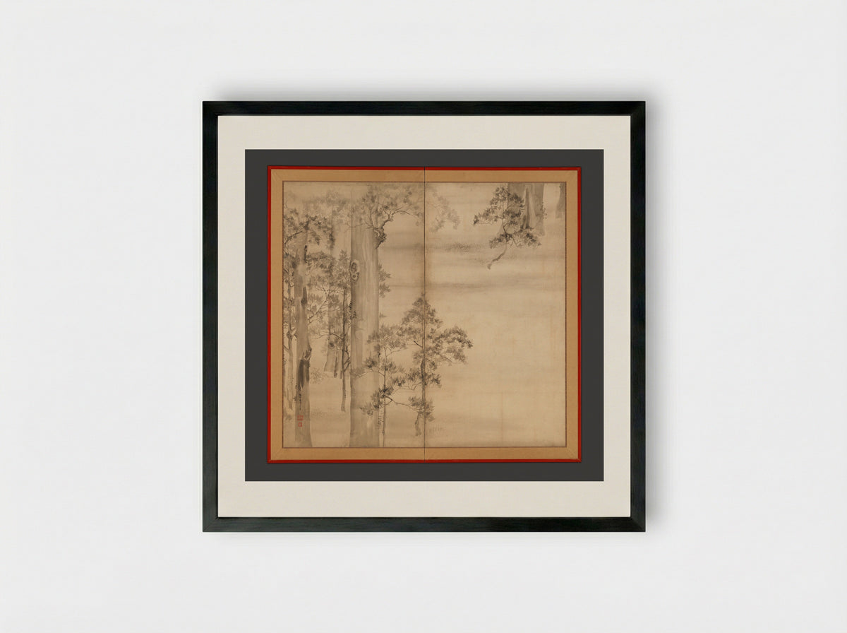 Cypresses - Ikeda Koson - Framed Print Black