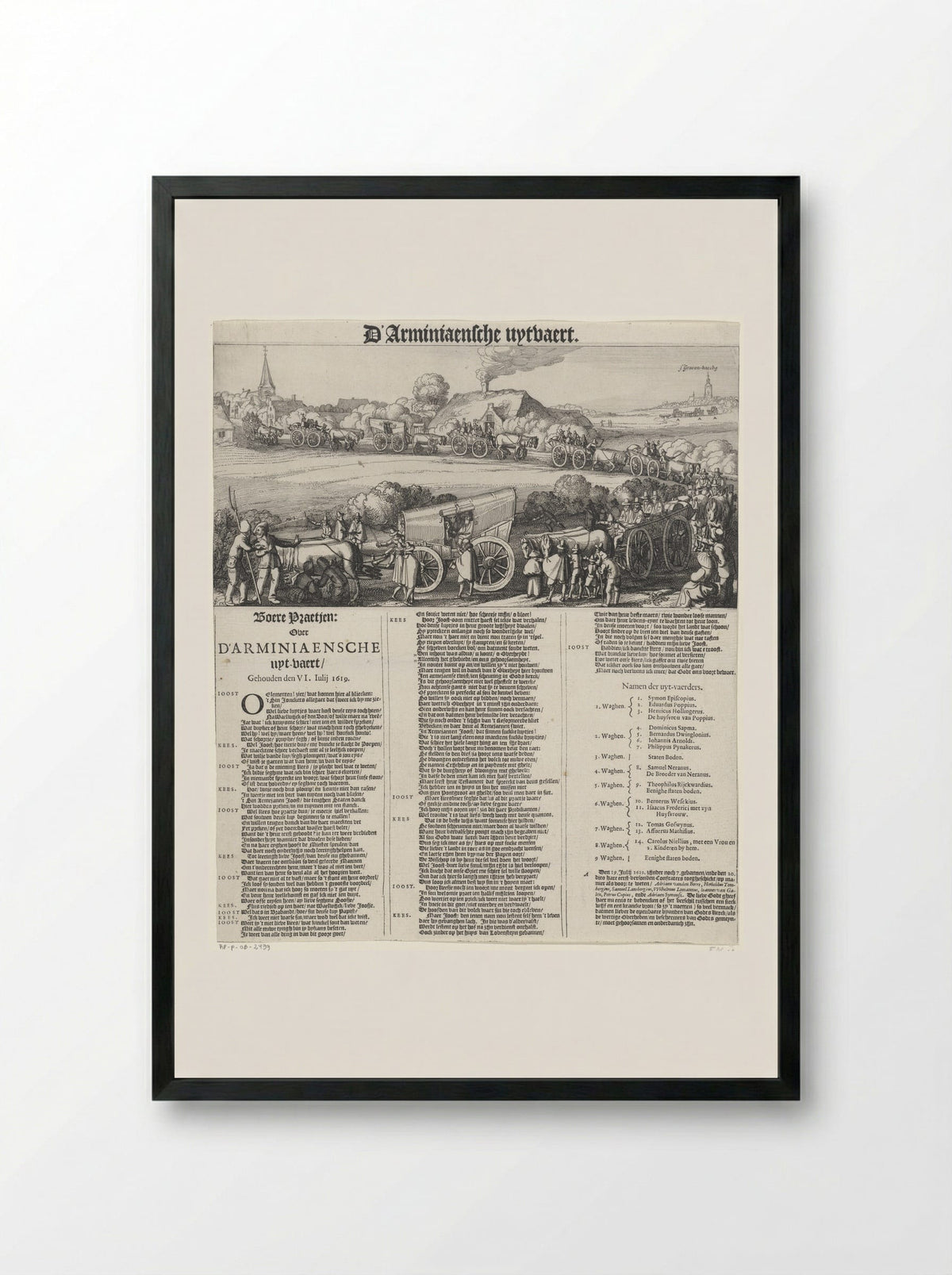 D’Arminiaensche uyt-vaert (The Arminian Funeral) - Claes Jansz. Visscher (II) - Framed Print Black