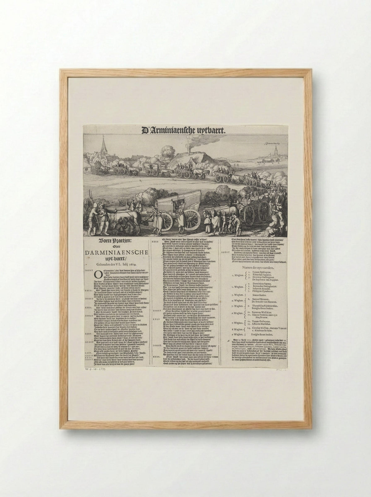 D’Arminiaensche uyt-vaert (The Arminian Funeral) - Claes Jansz. Visscher (II) - Framed Print Wood