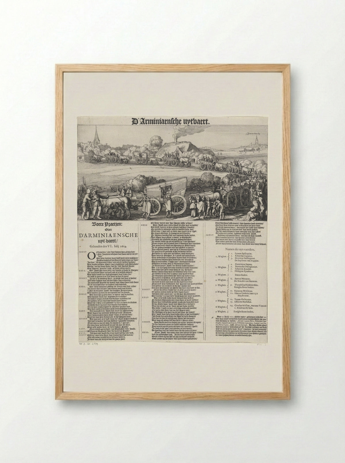 D’Arminiaensche uyt-vaert (The Arminian Funeral) - Claes Jansz. Visscher (II) - Framed Print Wood