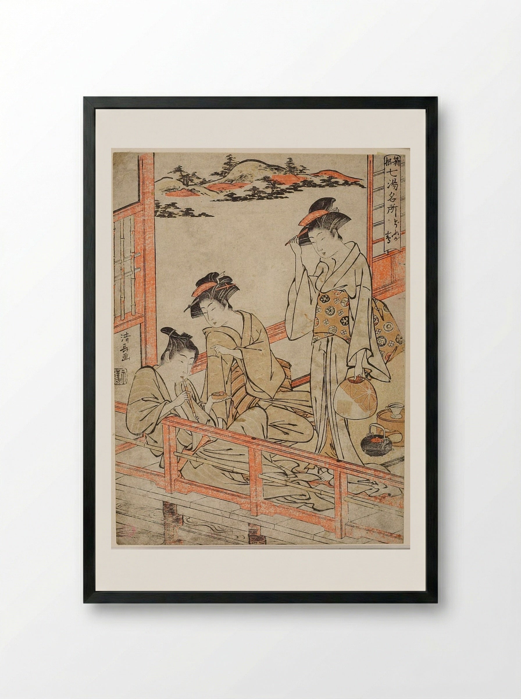 Dōgashima, from the series Seven Noted Hot Springs in Hakone - Torii Kiyonaga - Framed Print Black