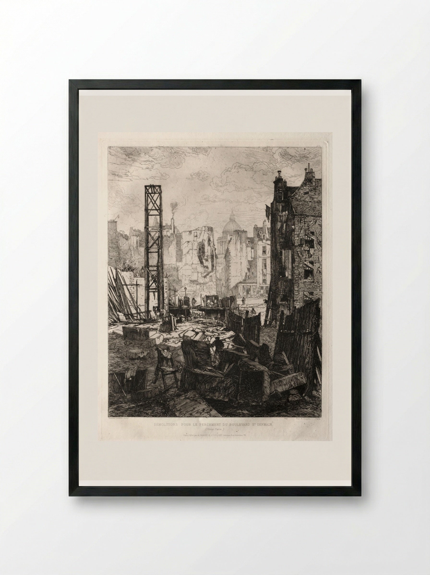 Démolitions pour le percement du boulevard Saint-Germain - Maxime Lalanne - Framed Print Black