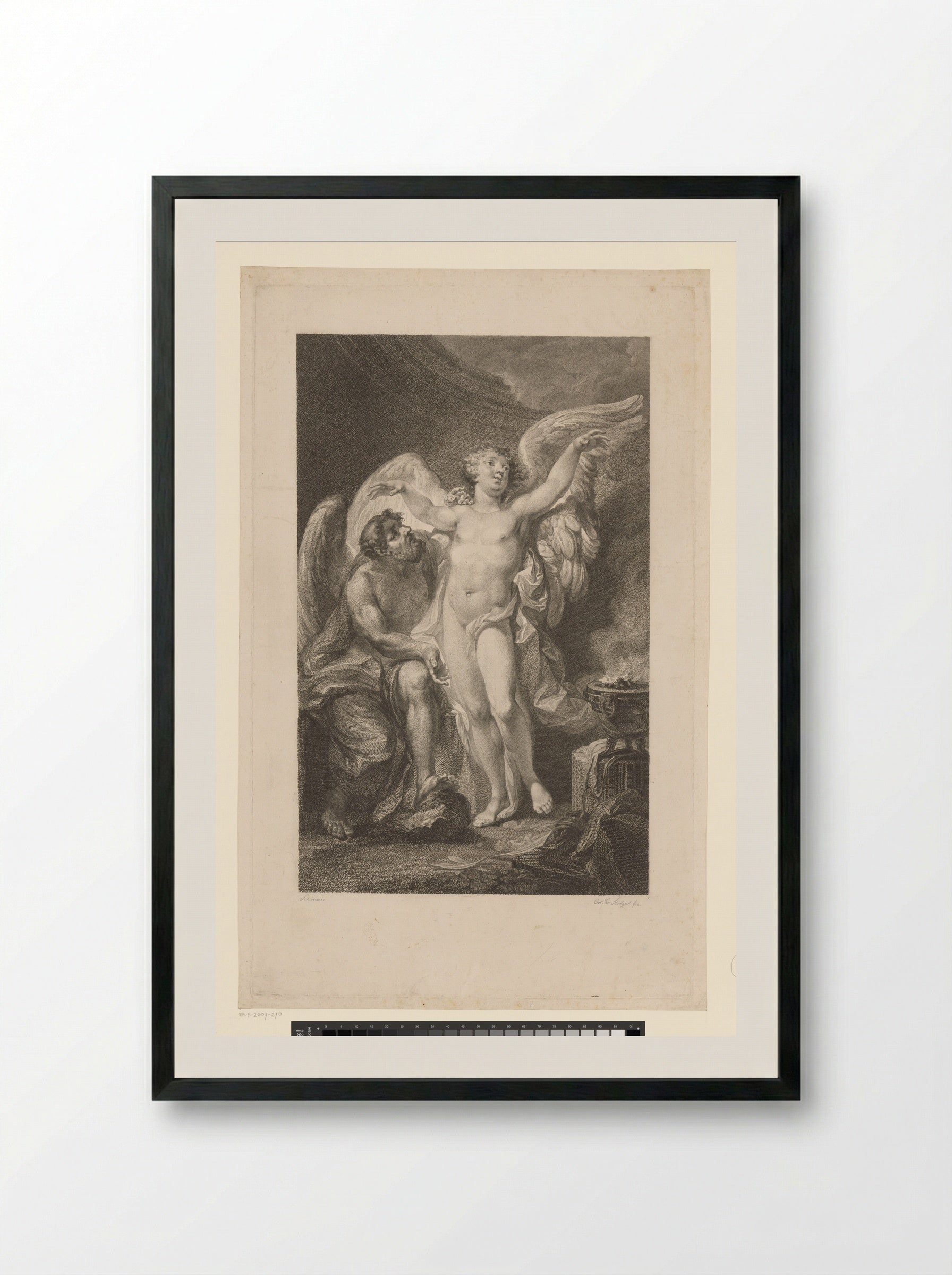 Daedalus Teaching Icarus to Fly - Christian Friedrich Stölzel - Framed Print Black