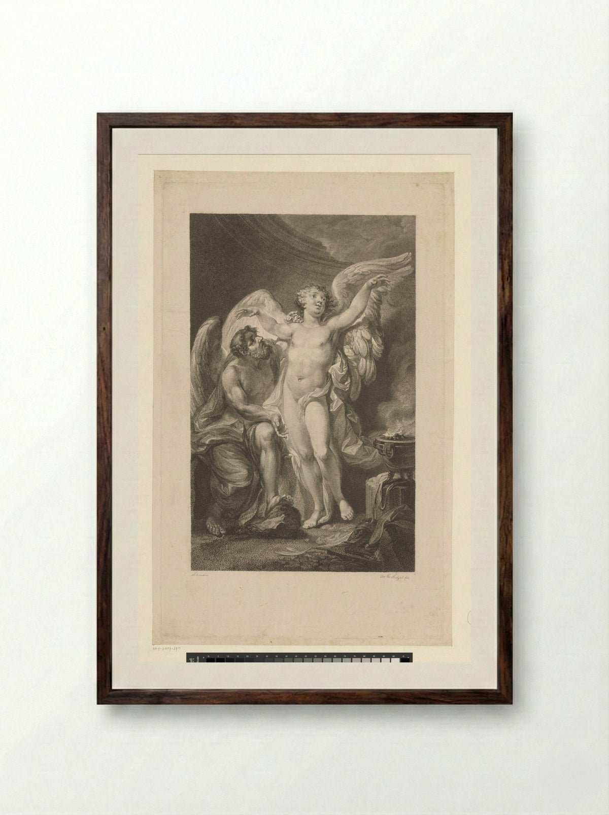 Daedalus Teaching Icarus to Fly - Christian Friedrich Stölzel - Framed Print Dark Wood
