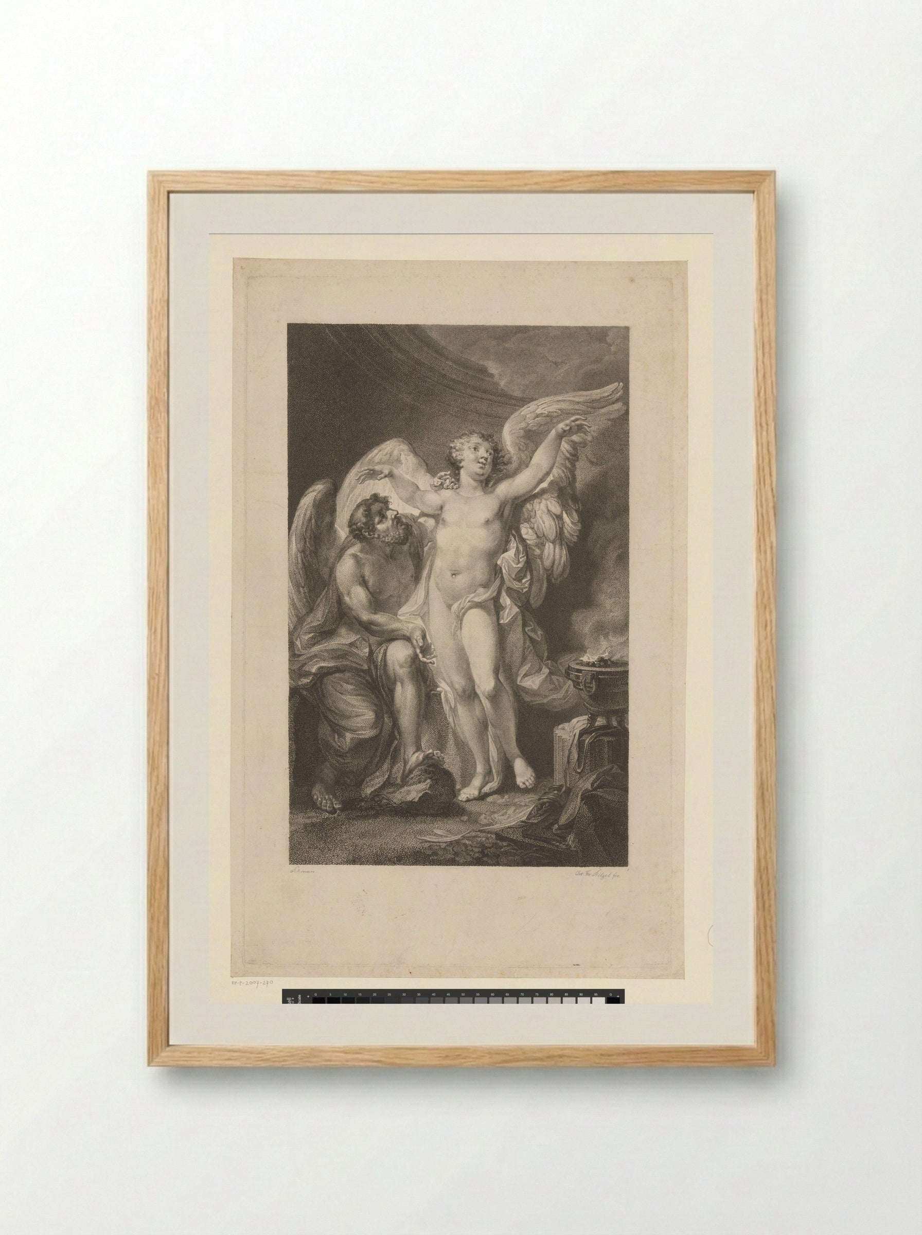 Daedalus Teaching Icarus to Fly - Christian Friedrich Stölzel - Framed Print Wood