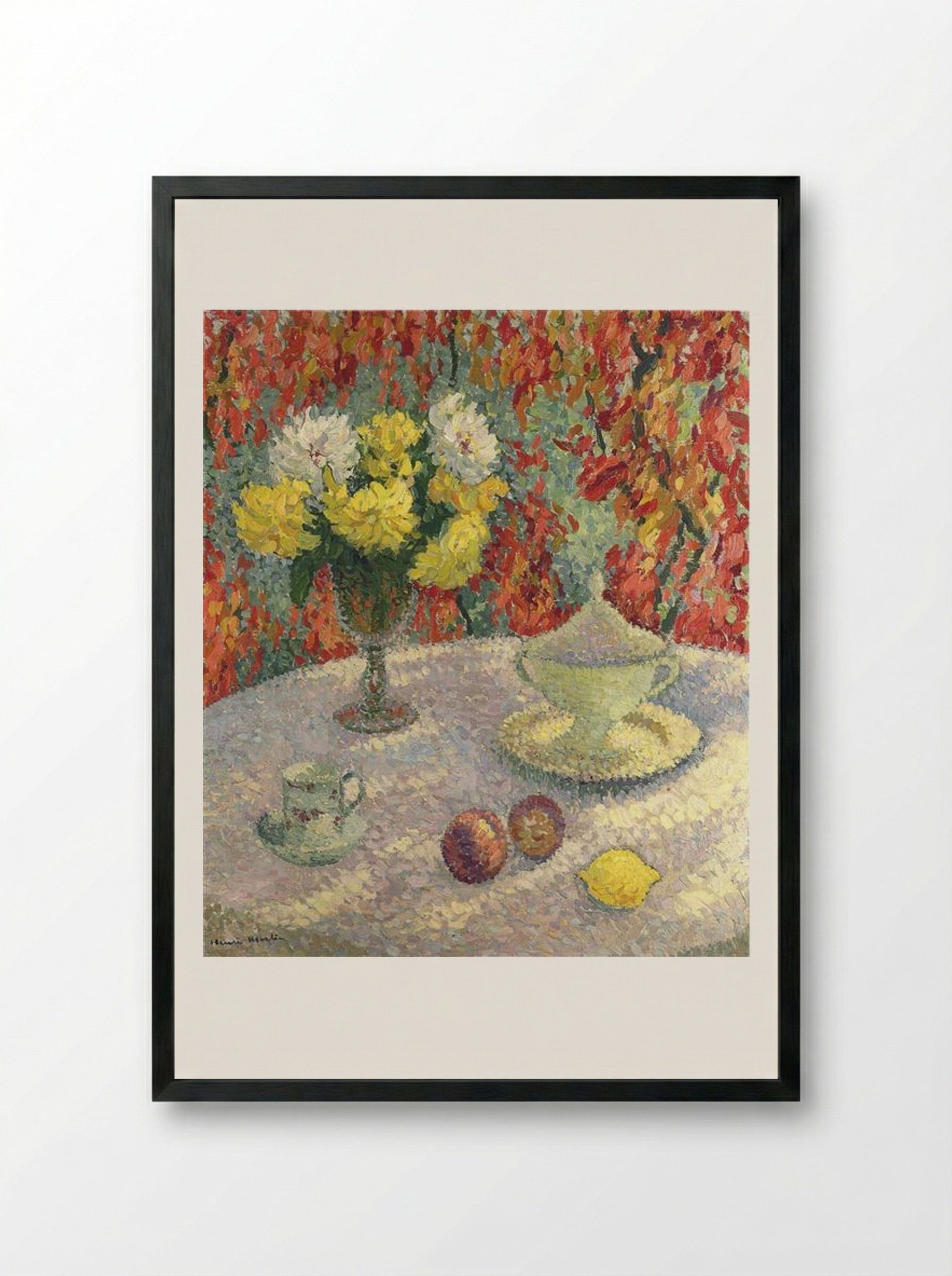 Dahlias in the Sun - Henri Martin - Framed Print Black