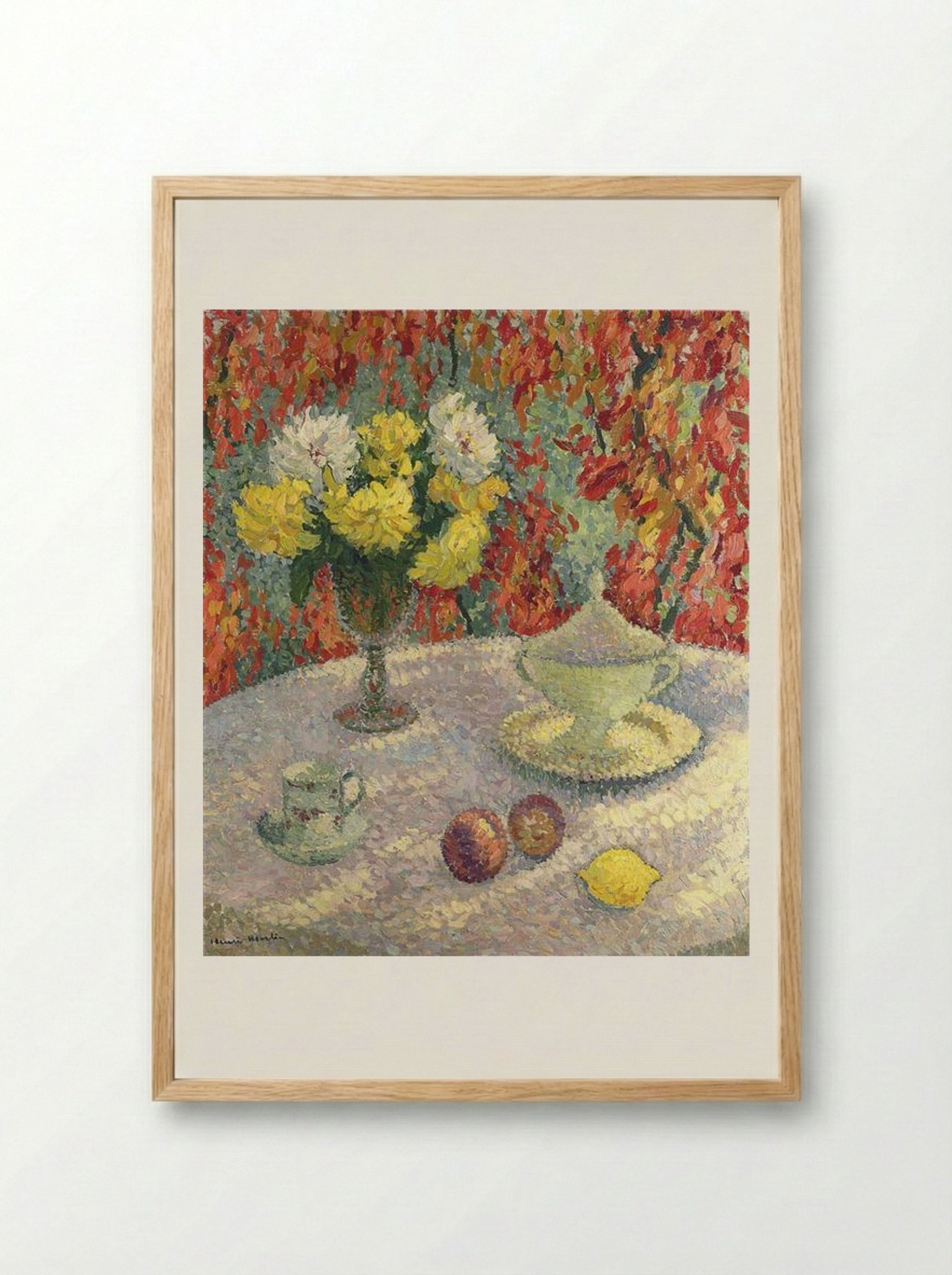 Dahlias in the Sun - Henri Martin - Framed Print Wood
