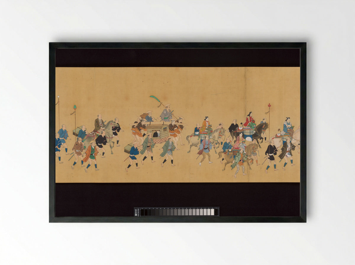 Daimyo Procession to Edo - Hishikawa School - Framed Print Black