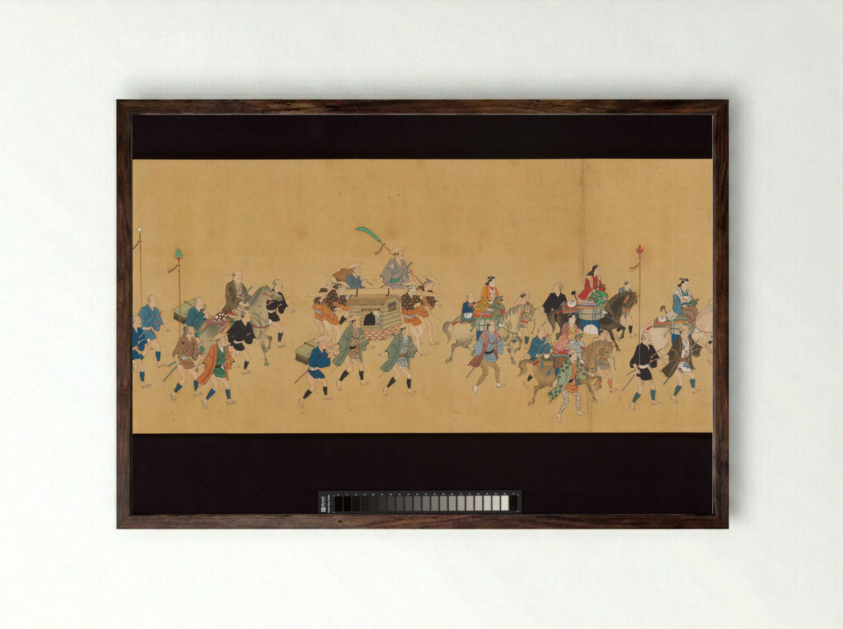 Daimyo Procession to Edo - Hishikawa School - Framed Print Dark Wood