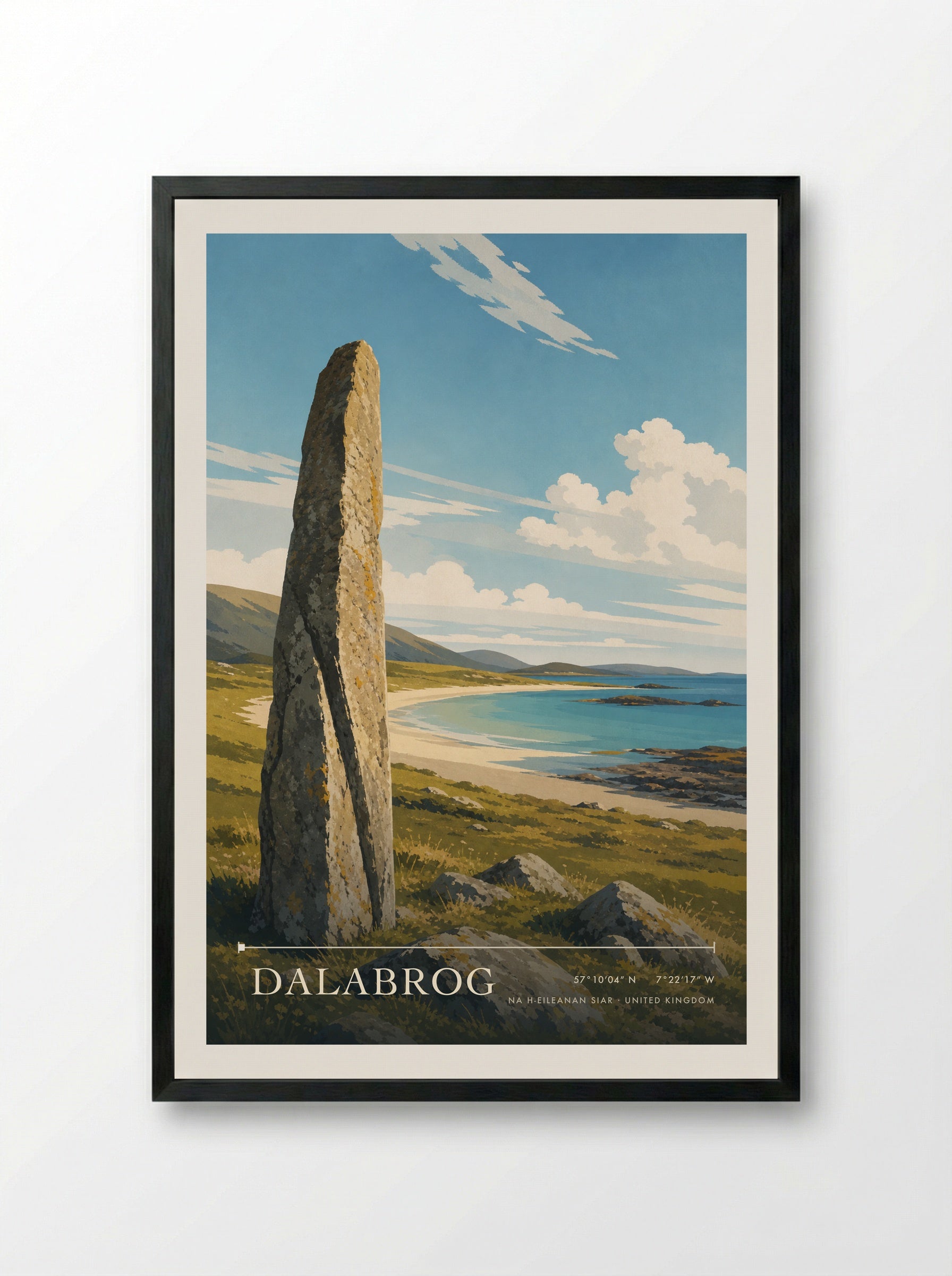 Dalabrog Na h-Eileanan Siar United Kingdom Travel Poster - Framed Print Black