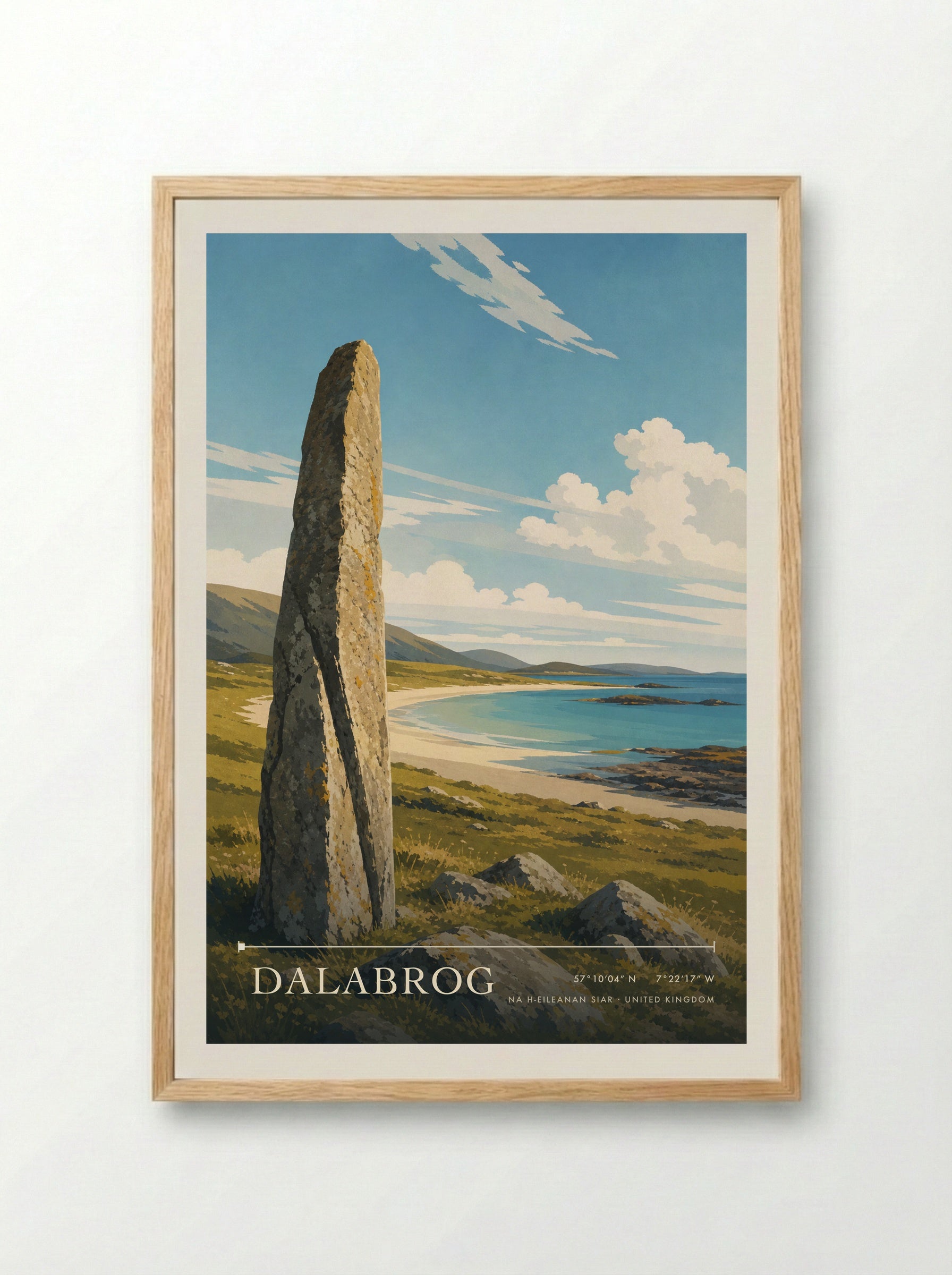 Dalabrog Na h-Eileanan Siar United Kingdom Travel Poster - Framed Print Wood