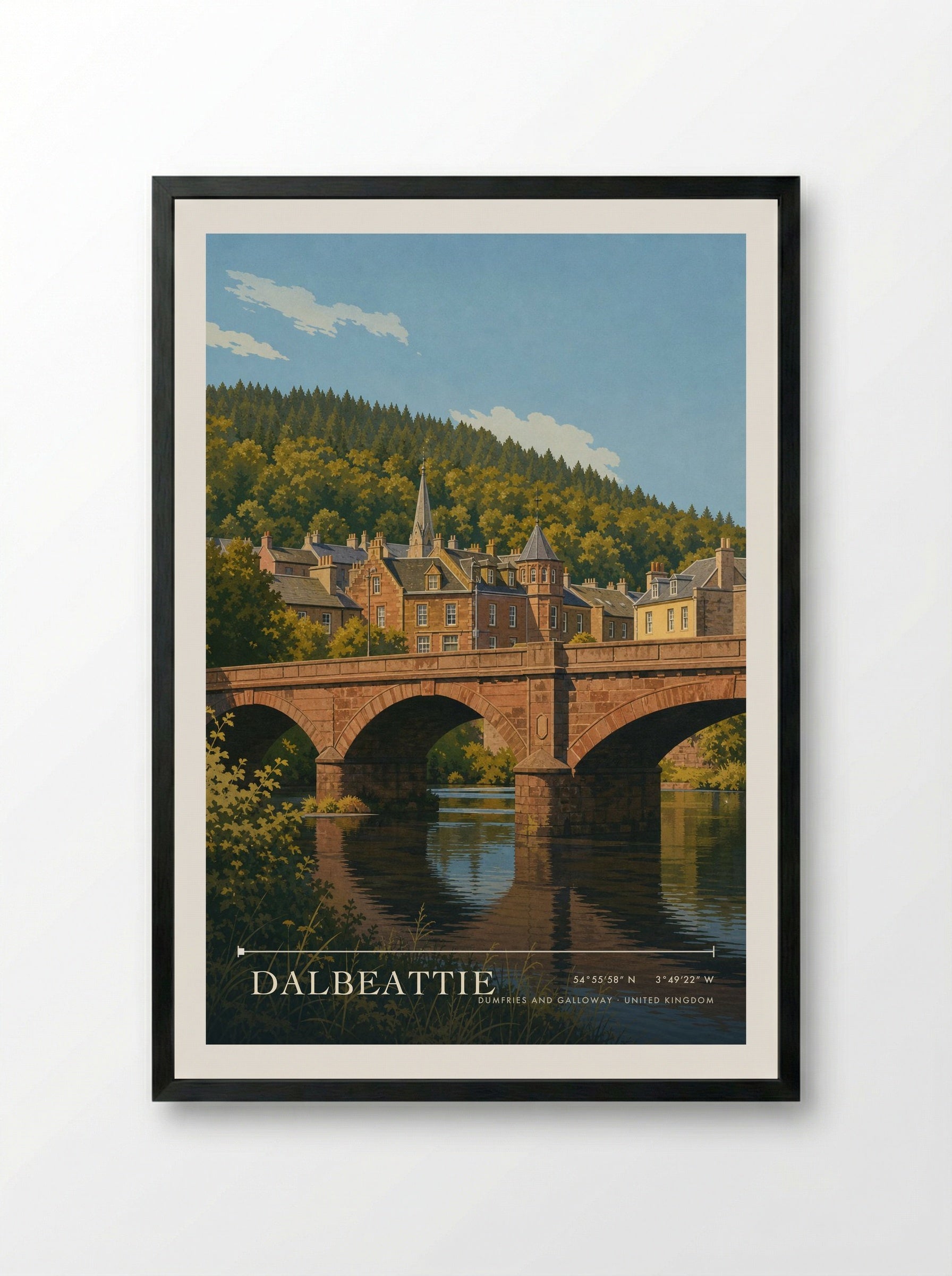 Dalbeattie Dumfries and Galloway United Kingdom Travel Poster - Framed Print Black