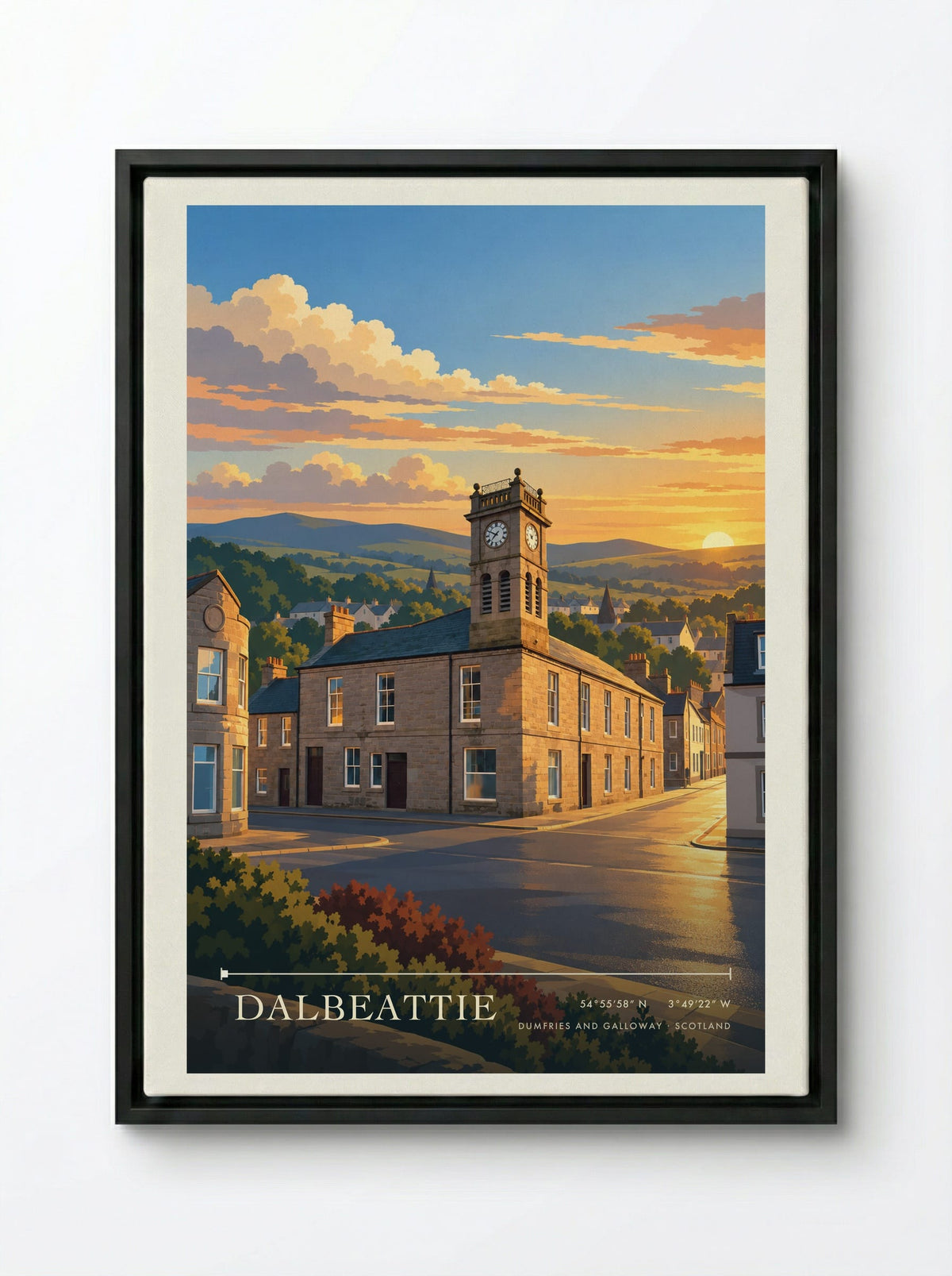 Dalbeattie, Dumfries and Galloway | Travel Poster - Framed Canvas Black