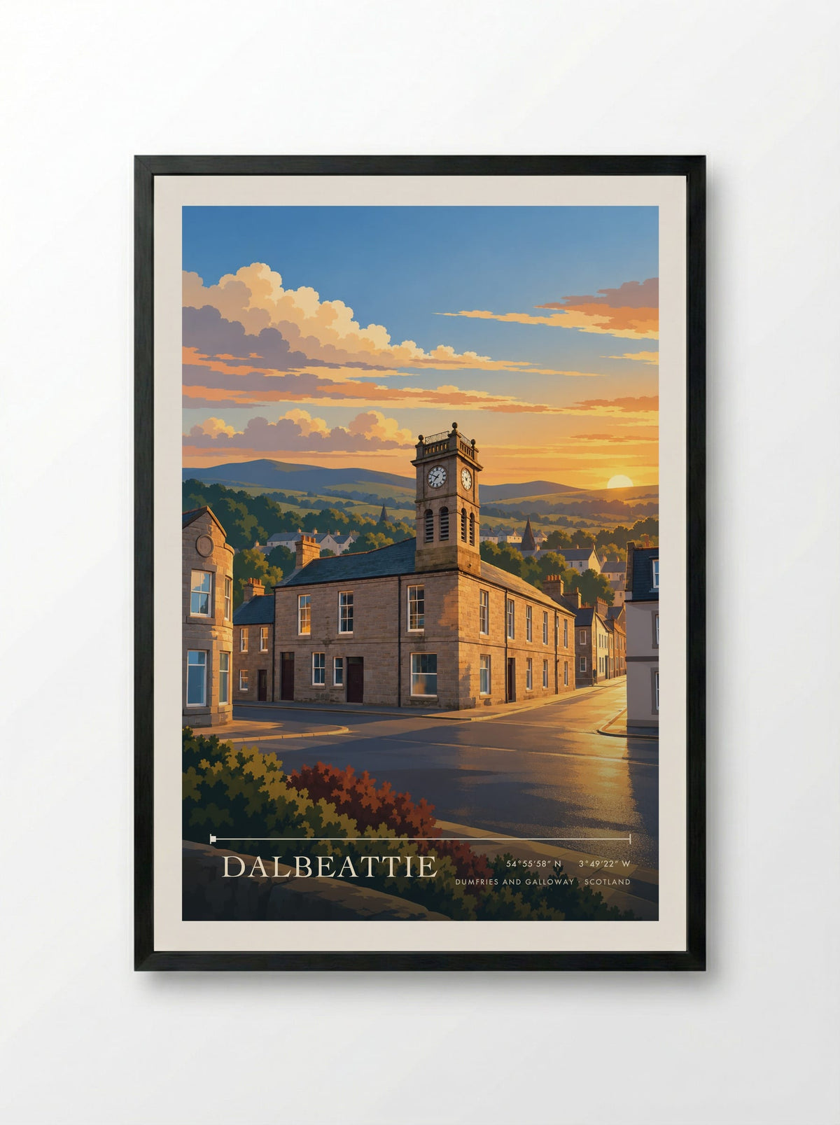 Dalbeattie, Dumfries and Galloway | Travel Poster - Framed Print Black