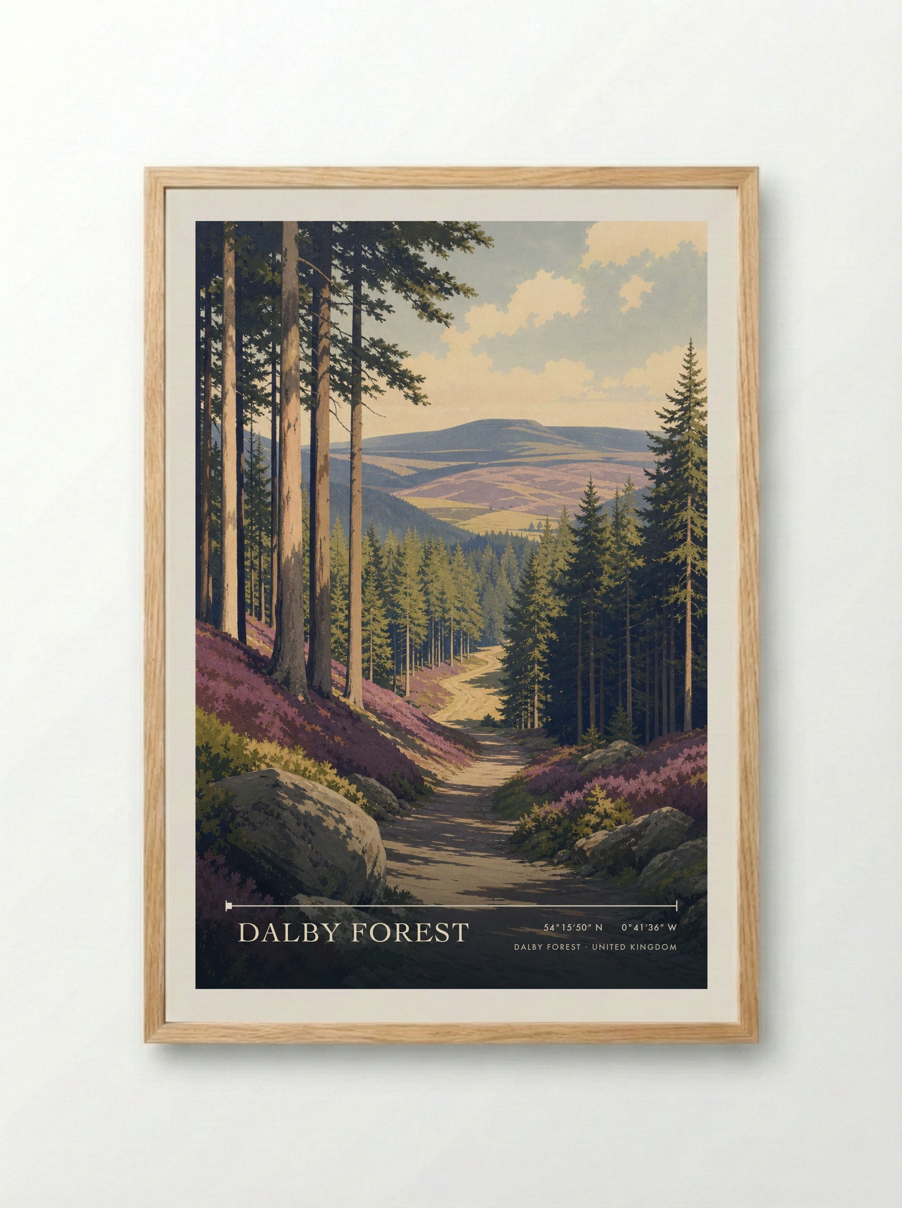 Dalby Forest United Kingdom Travel Poster - Framed Print Wood