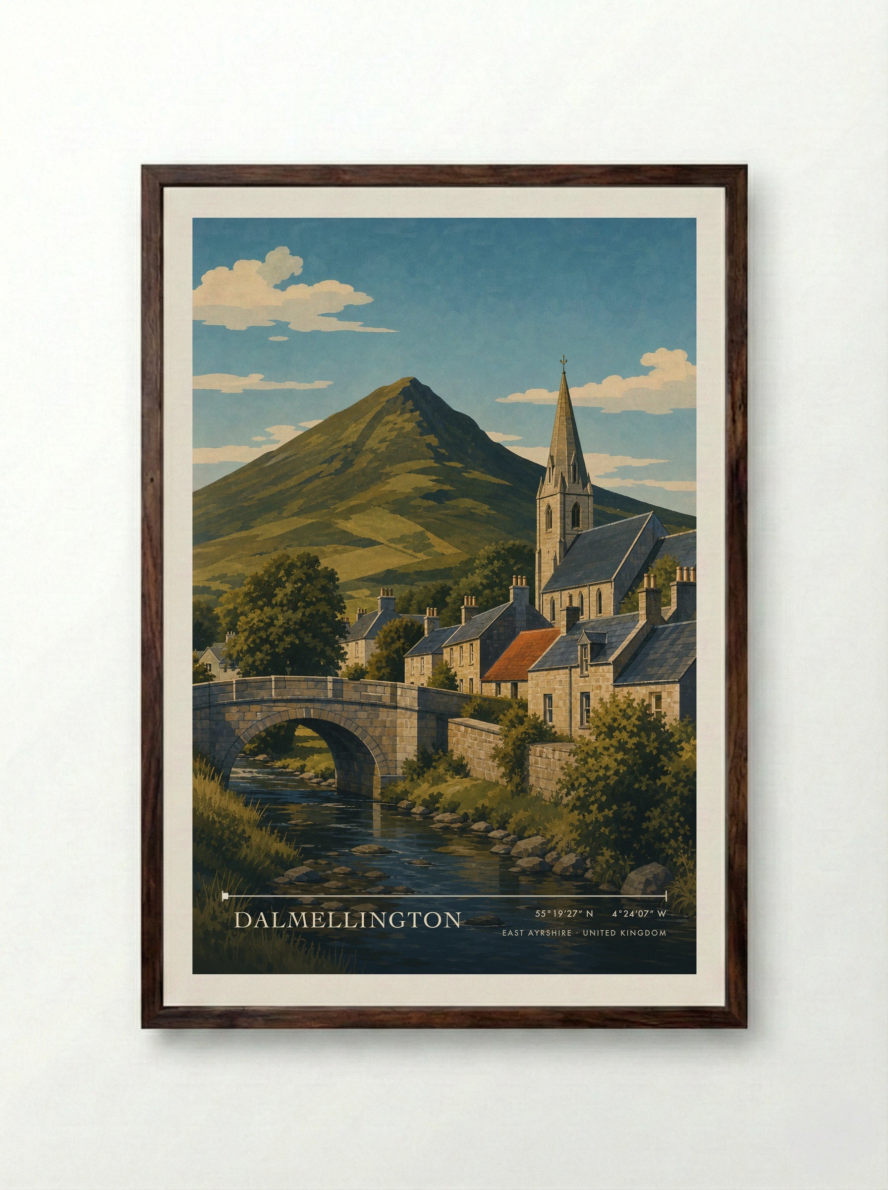 Dalmellington East Ayrshire United Kingdom Travel Poster - Framed Print Dark Wood