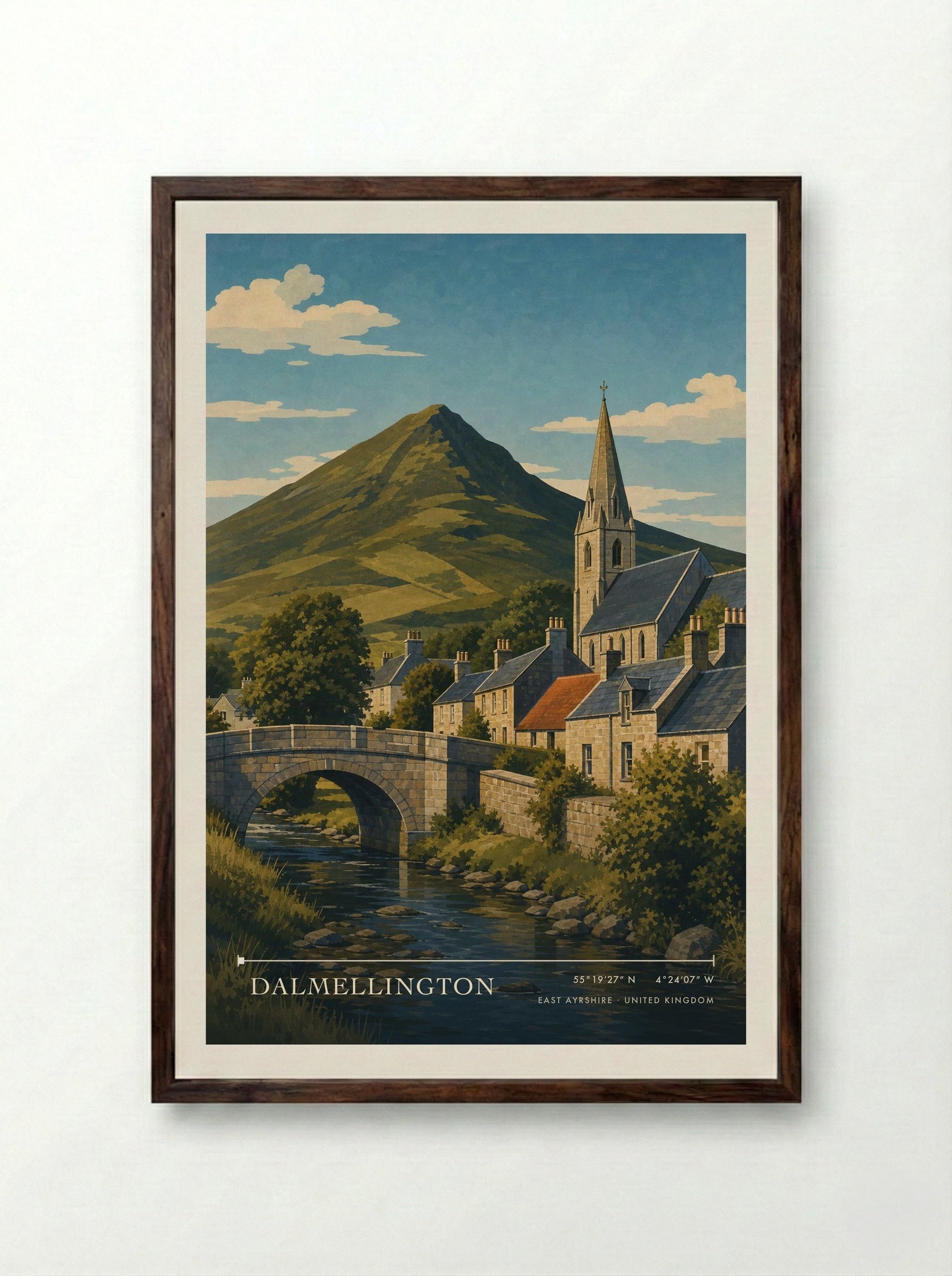Dalmellington East Ayrshire United Kingdom Travel Poster - Framed Print Dark Wood