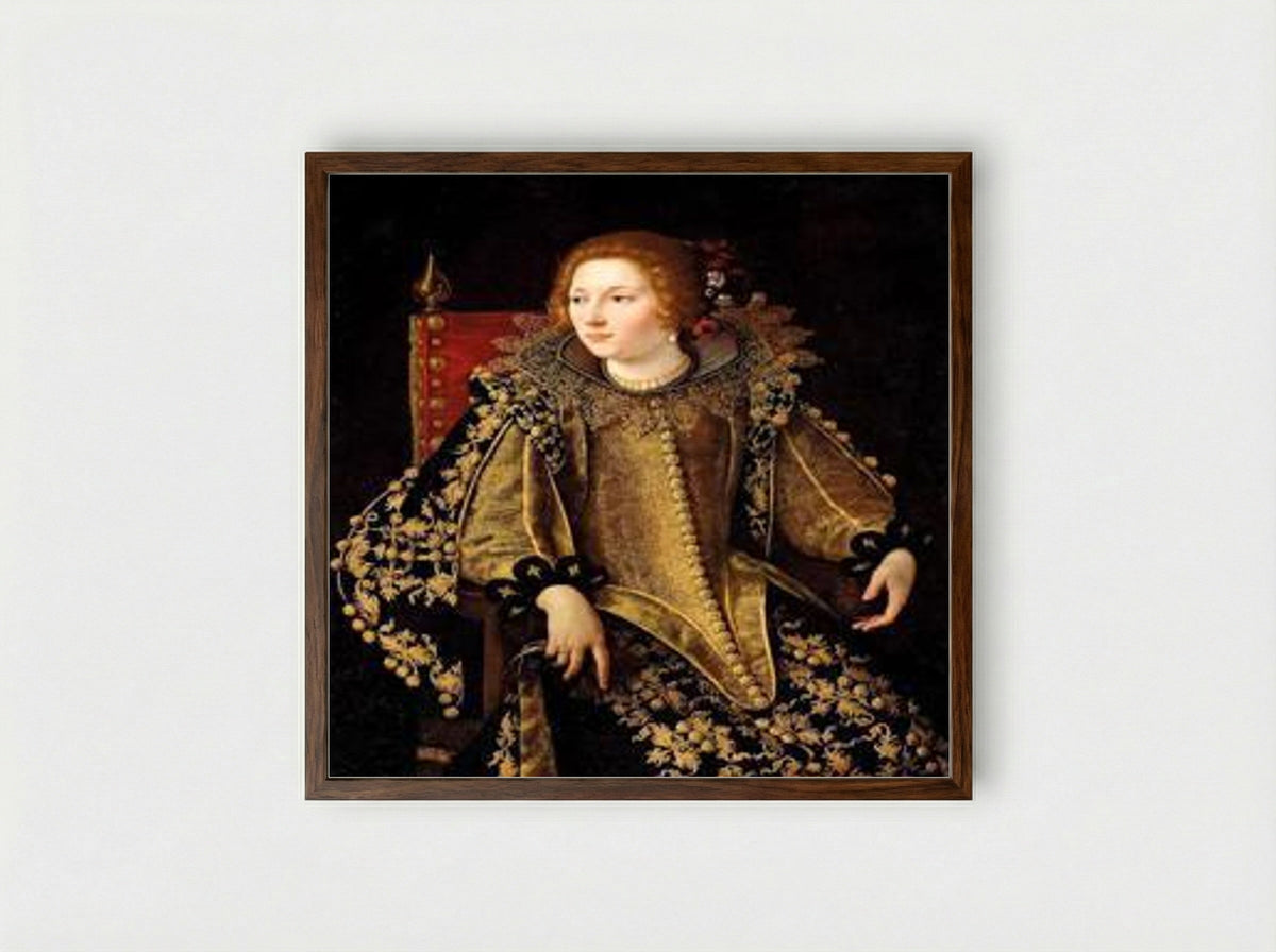 Dame assise de trois-quarts - Artemisia Gentileschi - Framed Print Dark Wood