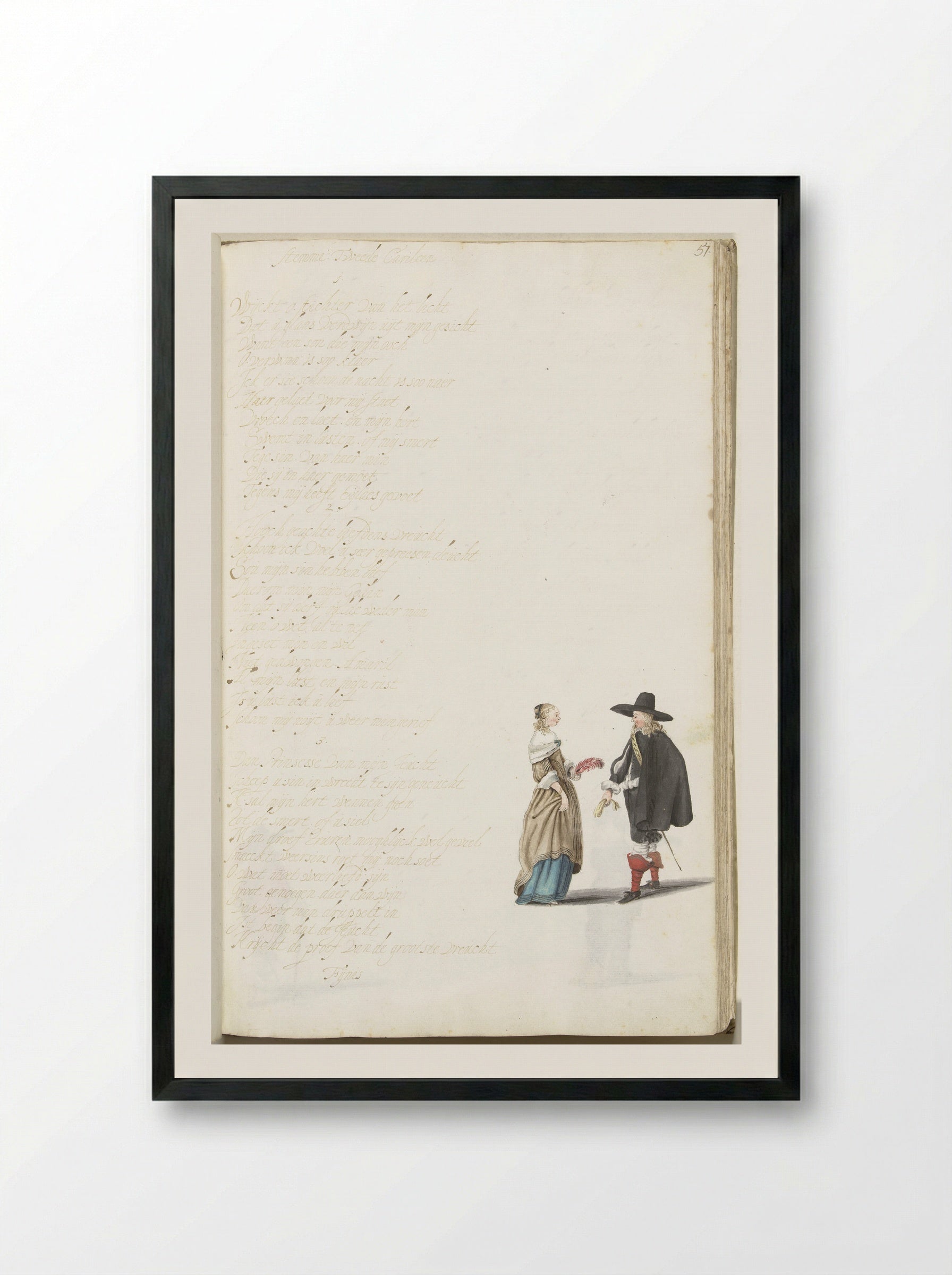 Dame en heer in gesprek - Gesina ter Borch - Framed Print Black