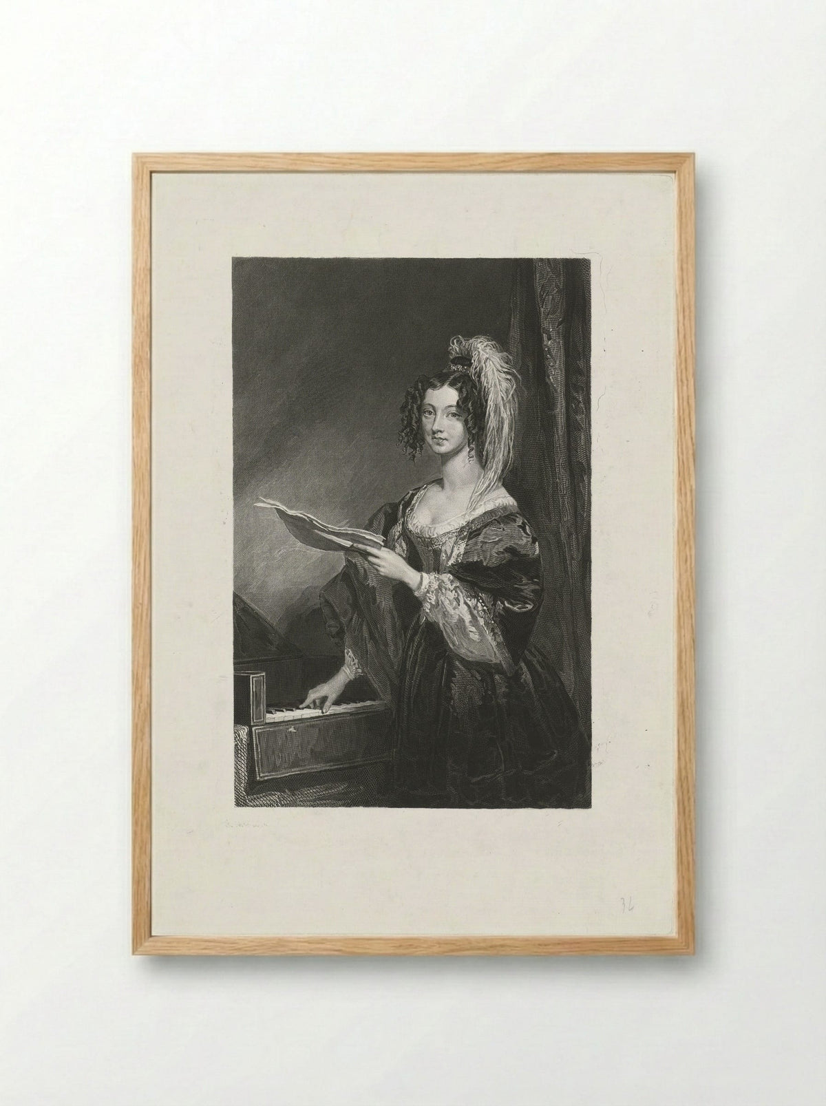 Dame voor een klavier - Johannes de Mare - Framed Print Wood