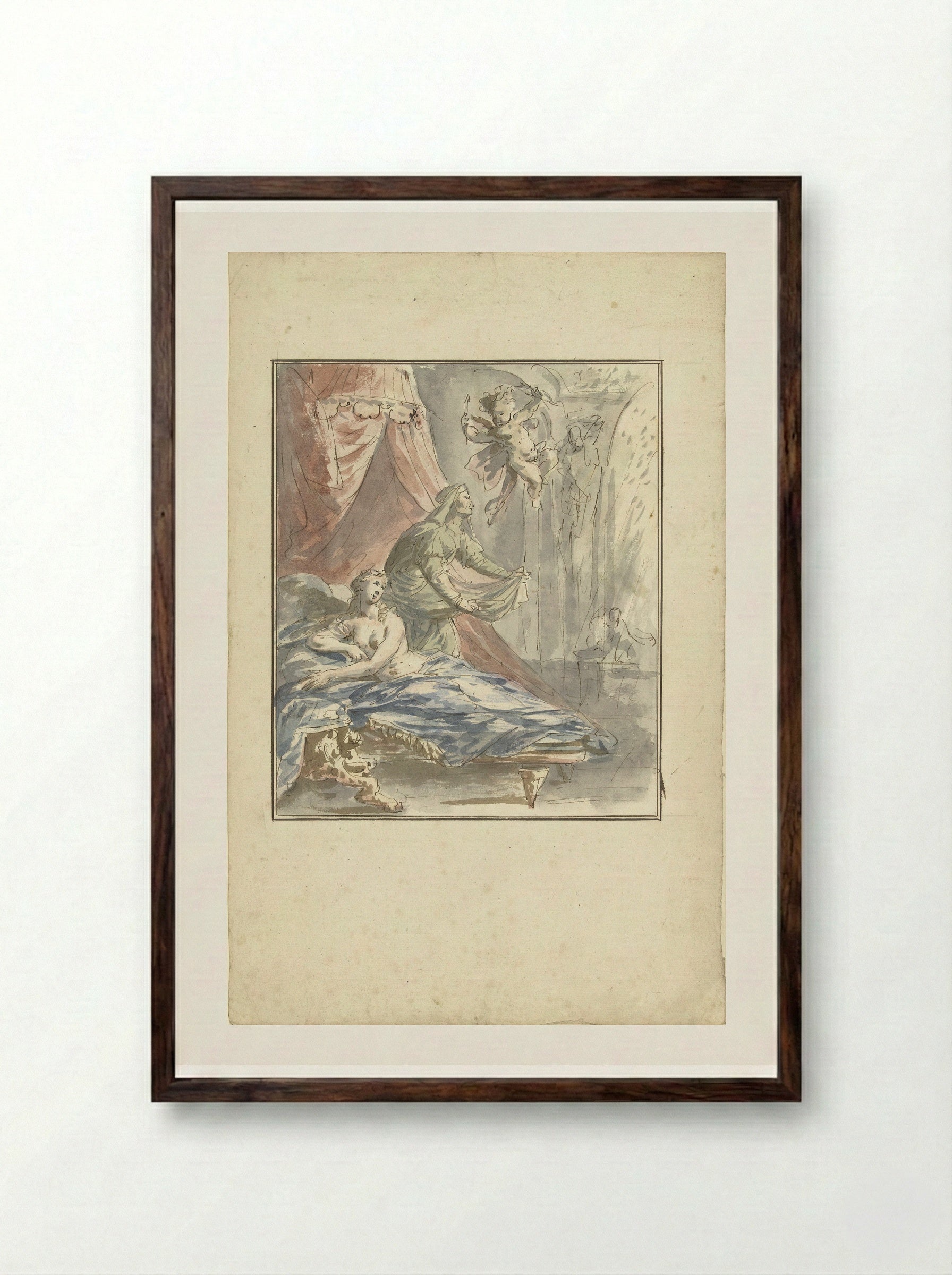 Danaë - Elias van Nijmegen - Framed Print Dark Wood