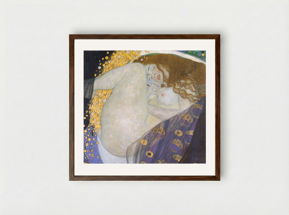 Danaë - Gustav Klimt - Framed Print Dark Wood