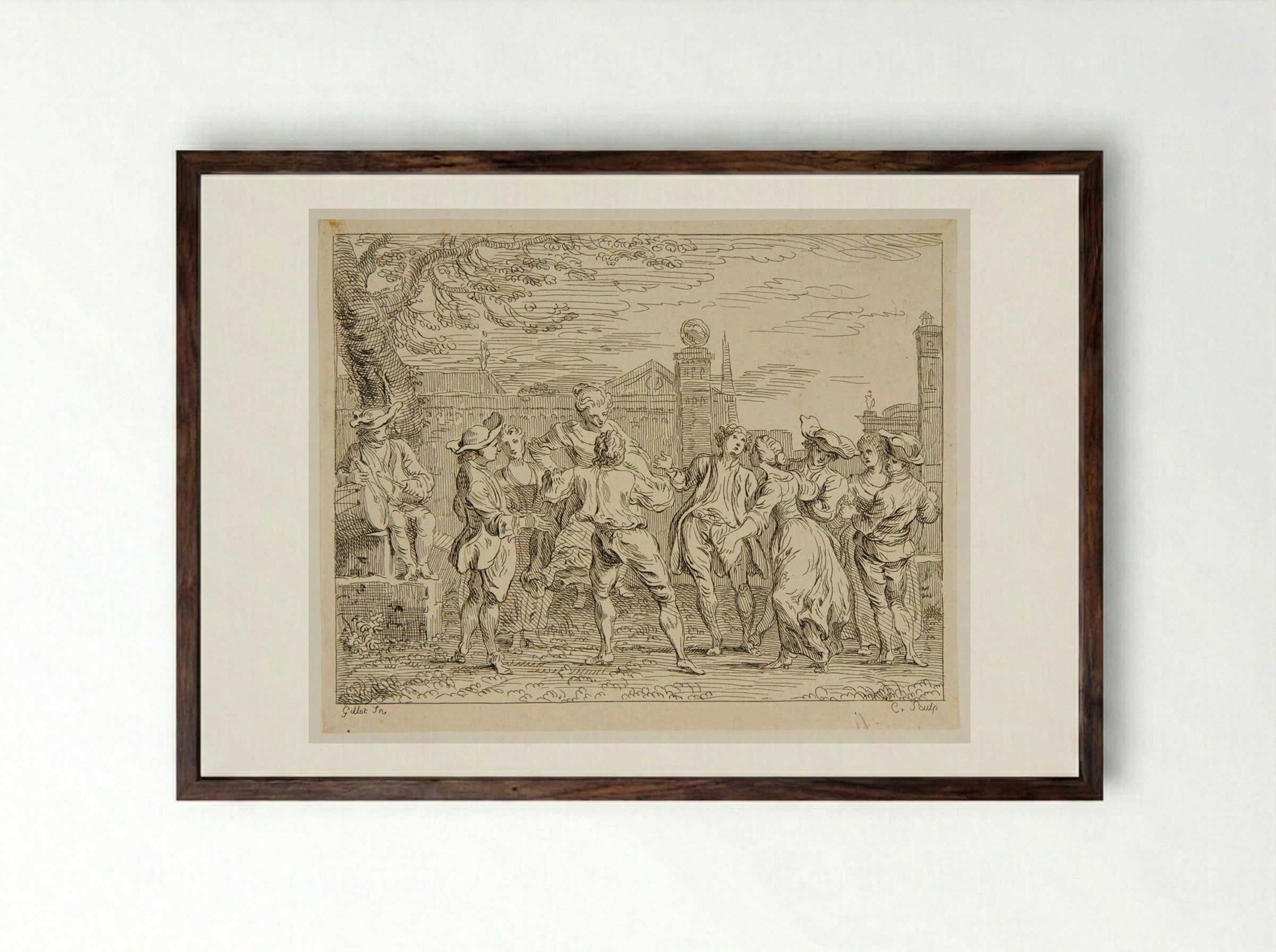 Dance - Anne Claude de Thubières, comte de Caylus - Framed Print Dark Wood
